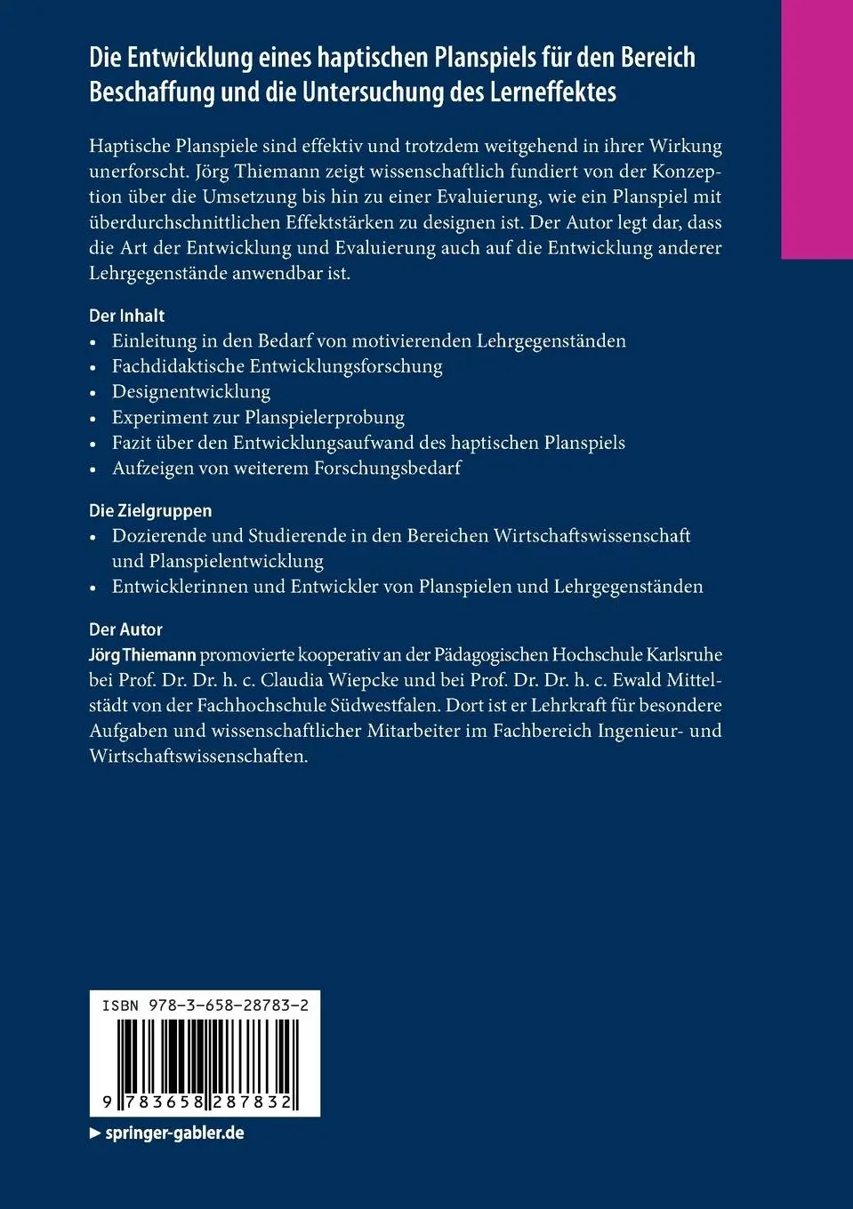 Rückseite: 9783658287832 | Die Entwicklung eines haptischen Planspiels für den Bereich...