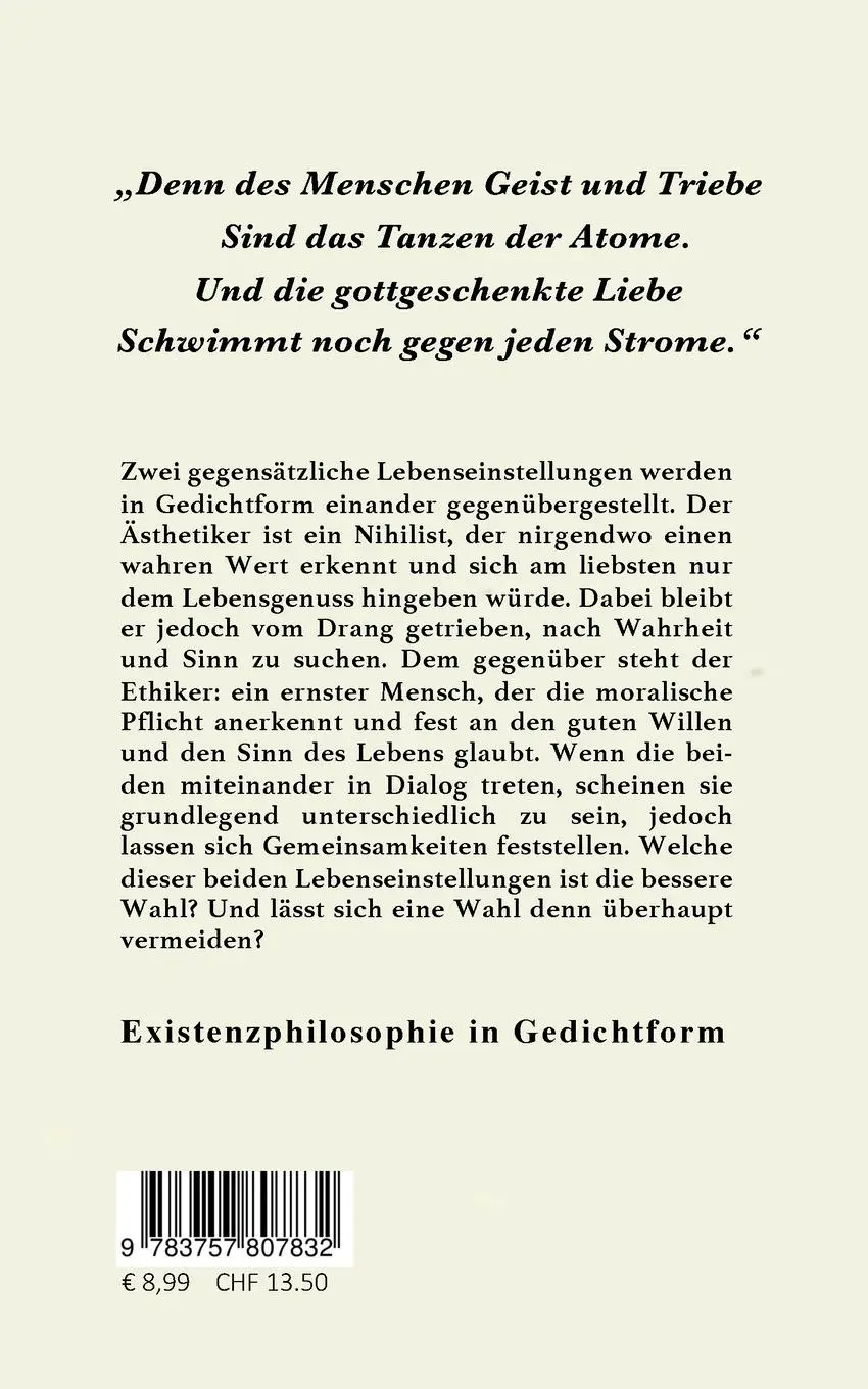 Rückseite: 9783757807832 | Poetisches Entweder - Oder | Gedichte für Liebhaber der Weisheit