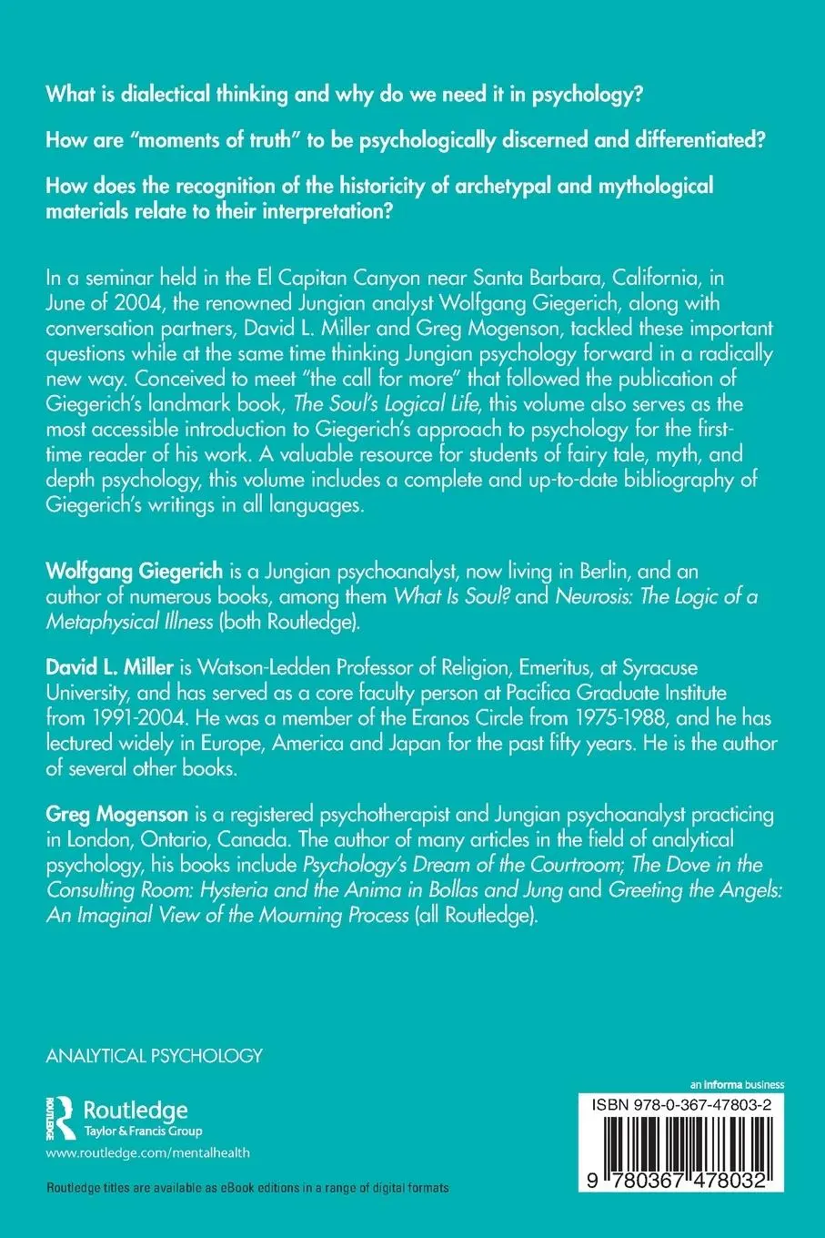 Rückseite: 9780367478032 | Dialectics &amp; Analytical Psychology | The El Capitan Canyon Seminar
