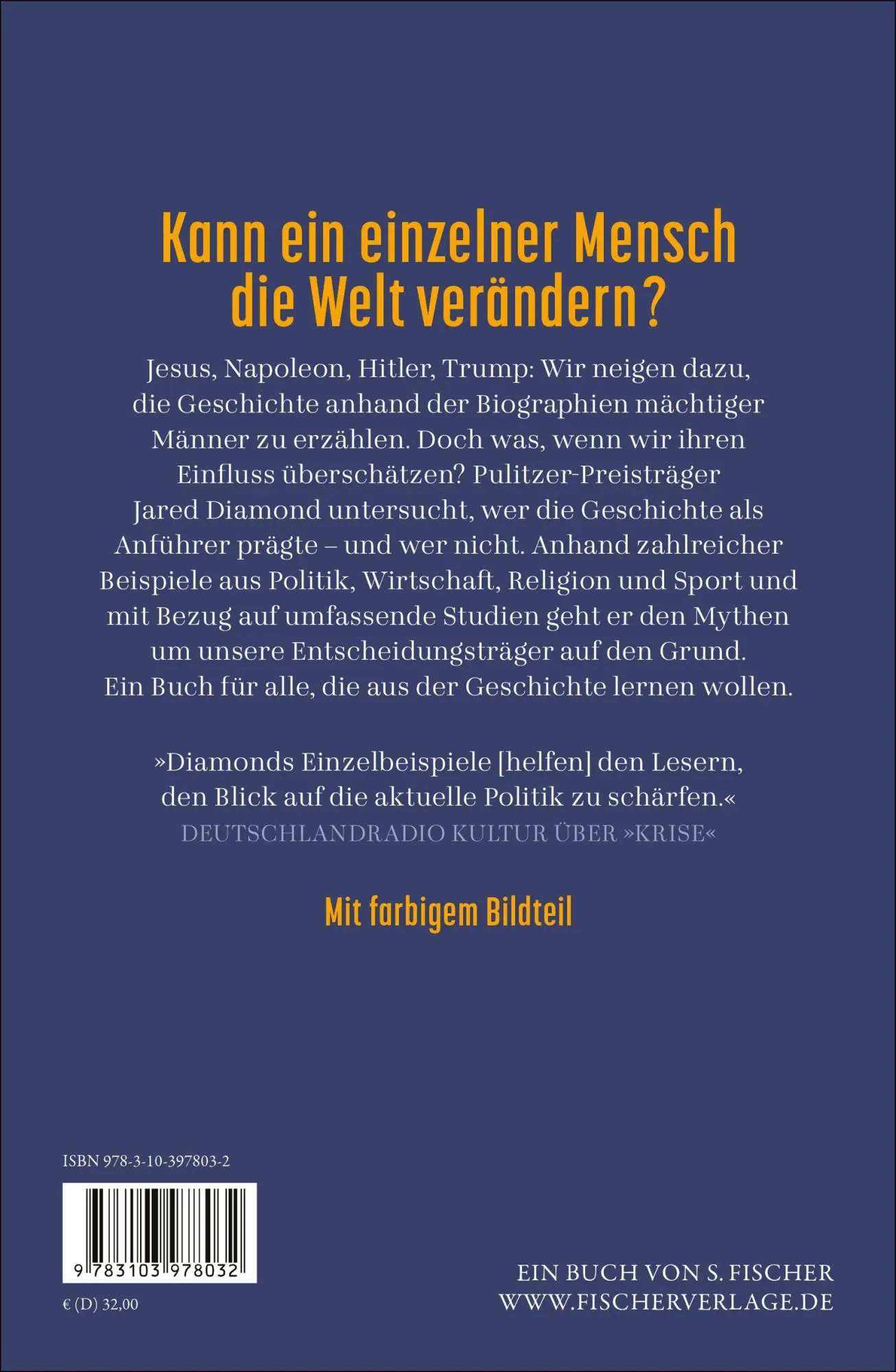 Rückseite: 9783103978032 | Anführer | Jared Diamond | Buch | 384 S. | Deutsch | 2026