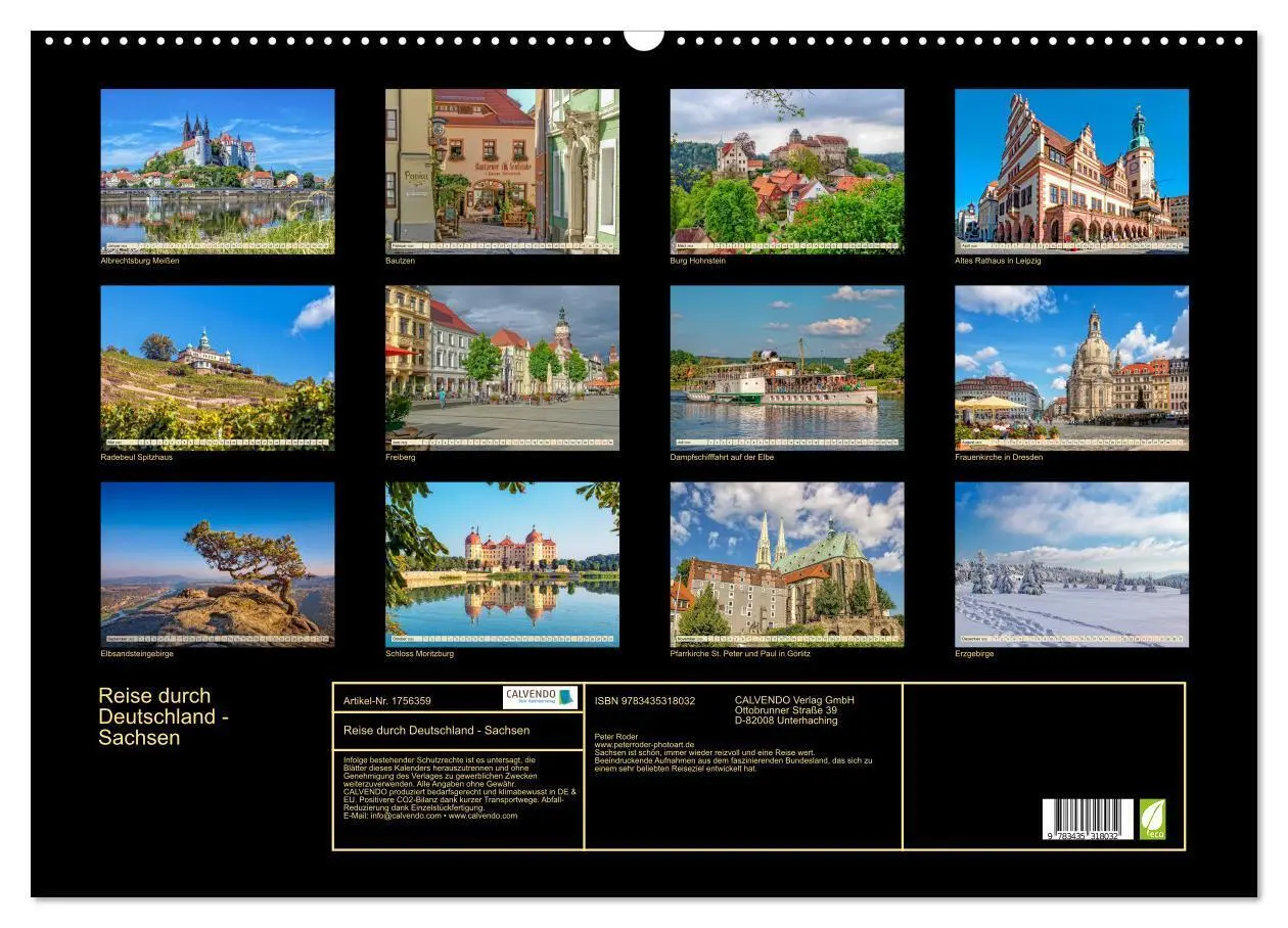 Bild: 9783435318032 | Reise durch Deutschland - Sachsen (Wandkalender 2025 DIN A2 quer),...