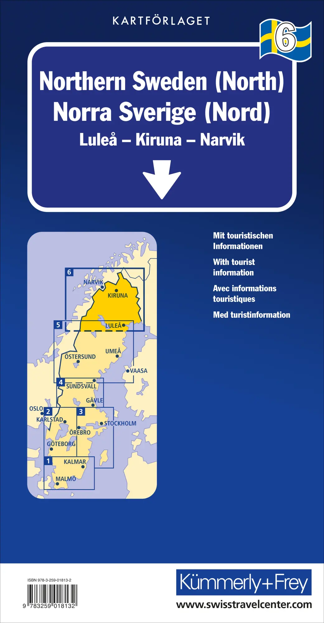 Rückseite: 9783259018132 | Kümmerly+Frey Regional-Strassenkarte 6 Nord-Schweden (Nord) 1:400.000