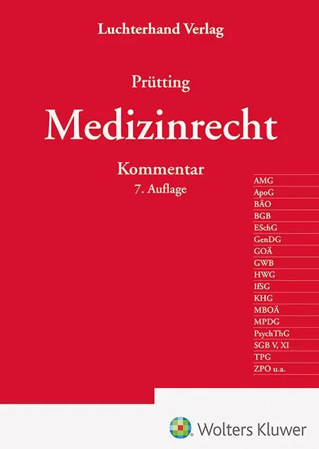 Cover: 9783472098232 | Medizinrecht Kommentar | Jens Prütting | Buch | 3922 S. | Deutsch