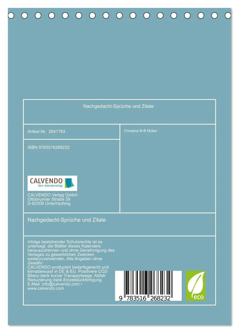 Bild: 9783516268232 | Nachgedacht-Sprüche und Zitate (Tischkalender 2026 DIN A5 hoch),...
