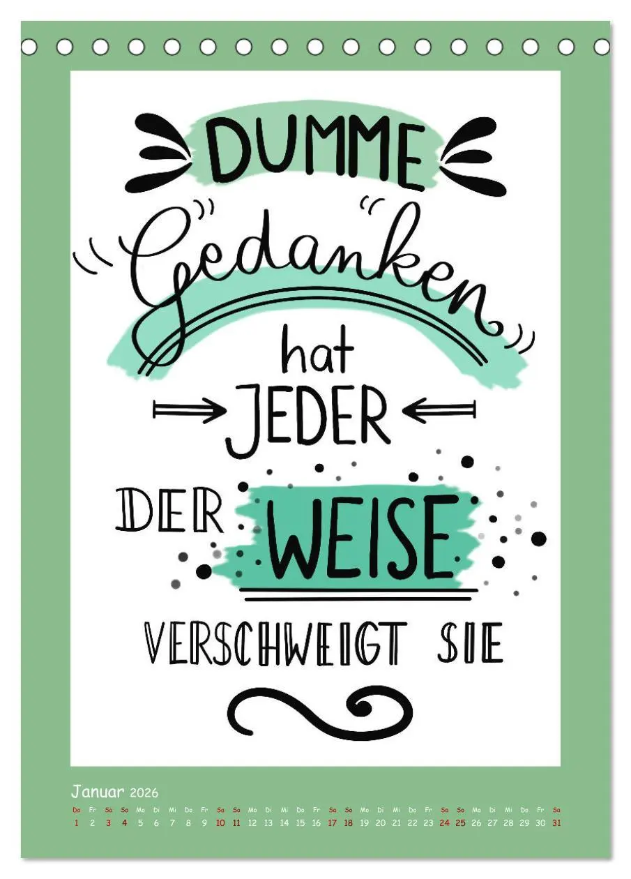 Bild: 9783516268232 | Nachgedacht-Sprüche und Zitate (Tischkalender 2026 DIN A5 hoch),...