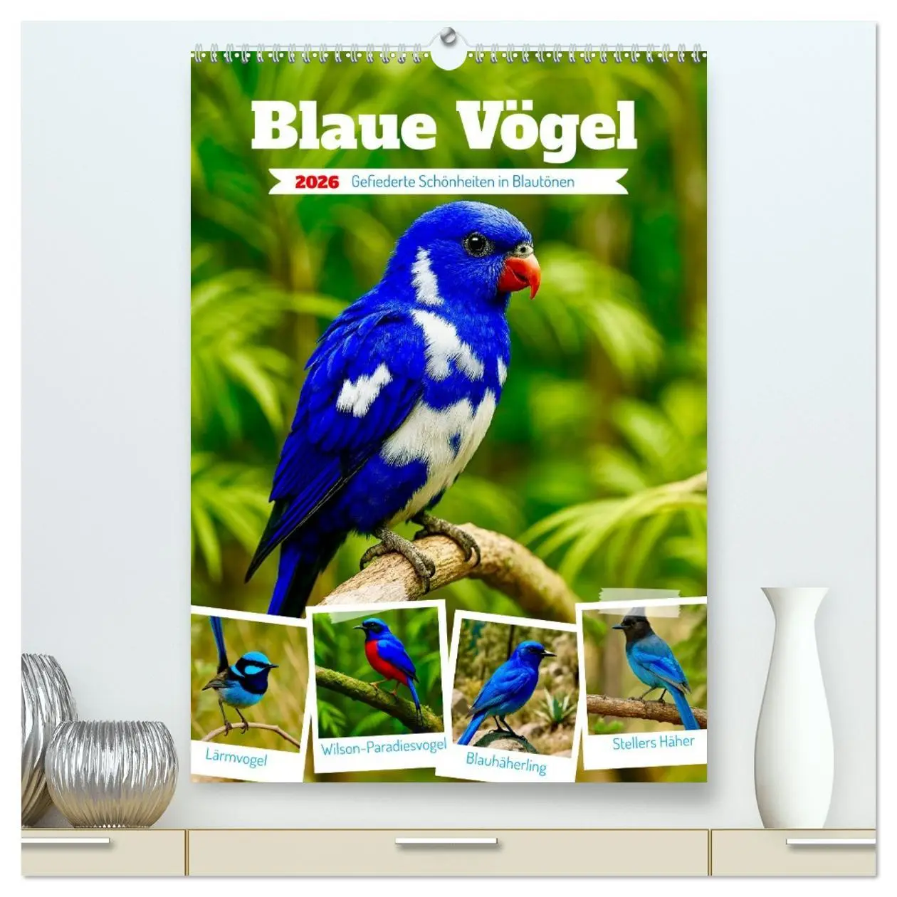 Cover: 9783516648232 | Blaue Vögel (hochwertiger Premium Wandkalender 2026 DIN A2 hoch),...