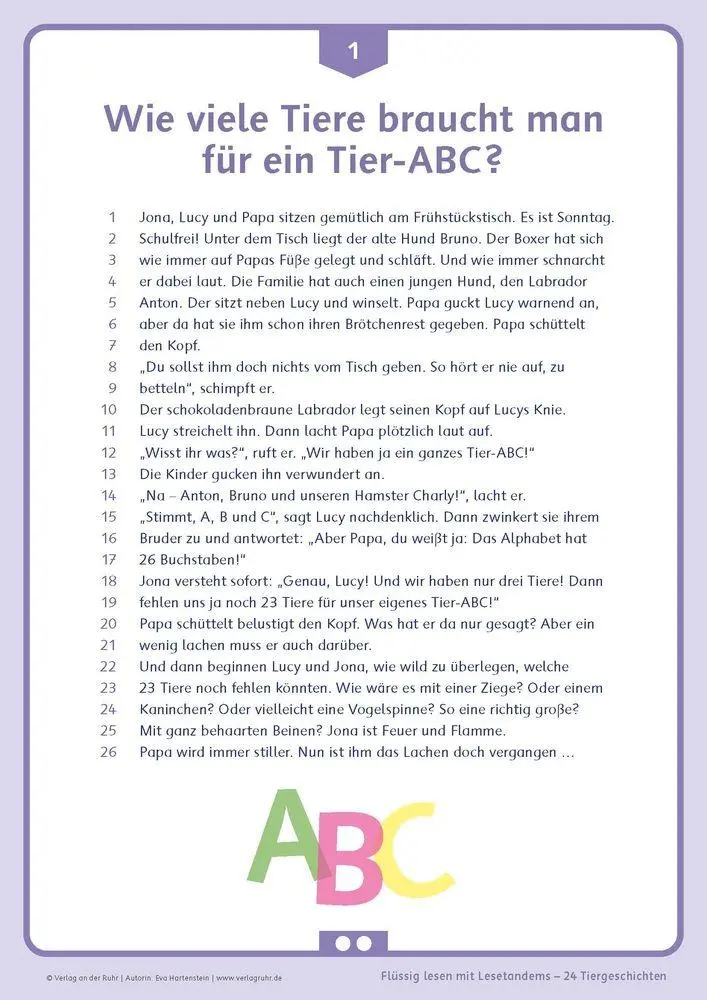 Bild: 9783834668332 | Flüssig lesen mit Lesetandems - 24 Tiergeschichten, Klasse 3/4 | 51 S.
