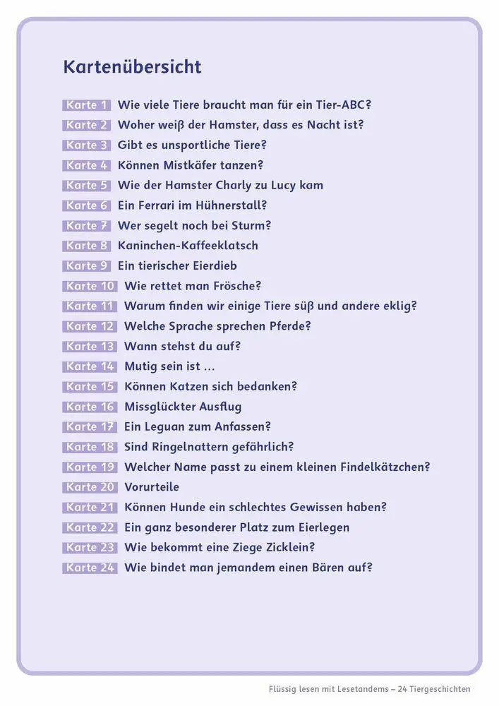 Bild: 9783834668332 | Flüssig lesen mit Lesetandems - 24 Tiergeschichten, Klasse 3/4 | 51 S.