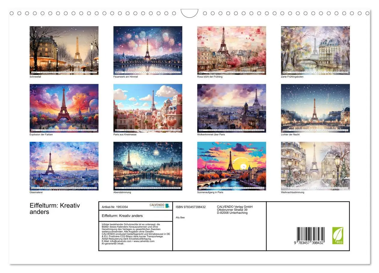 Bild: 9783457398432 | Eiffelturm: Kreativ anders (Wandkalender 2026 DIN A3 quer),...