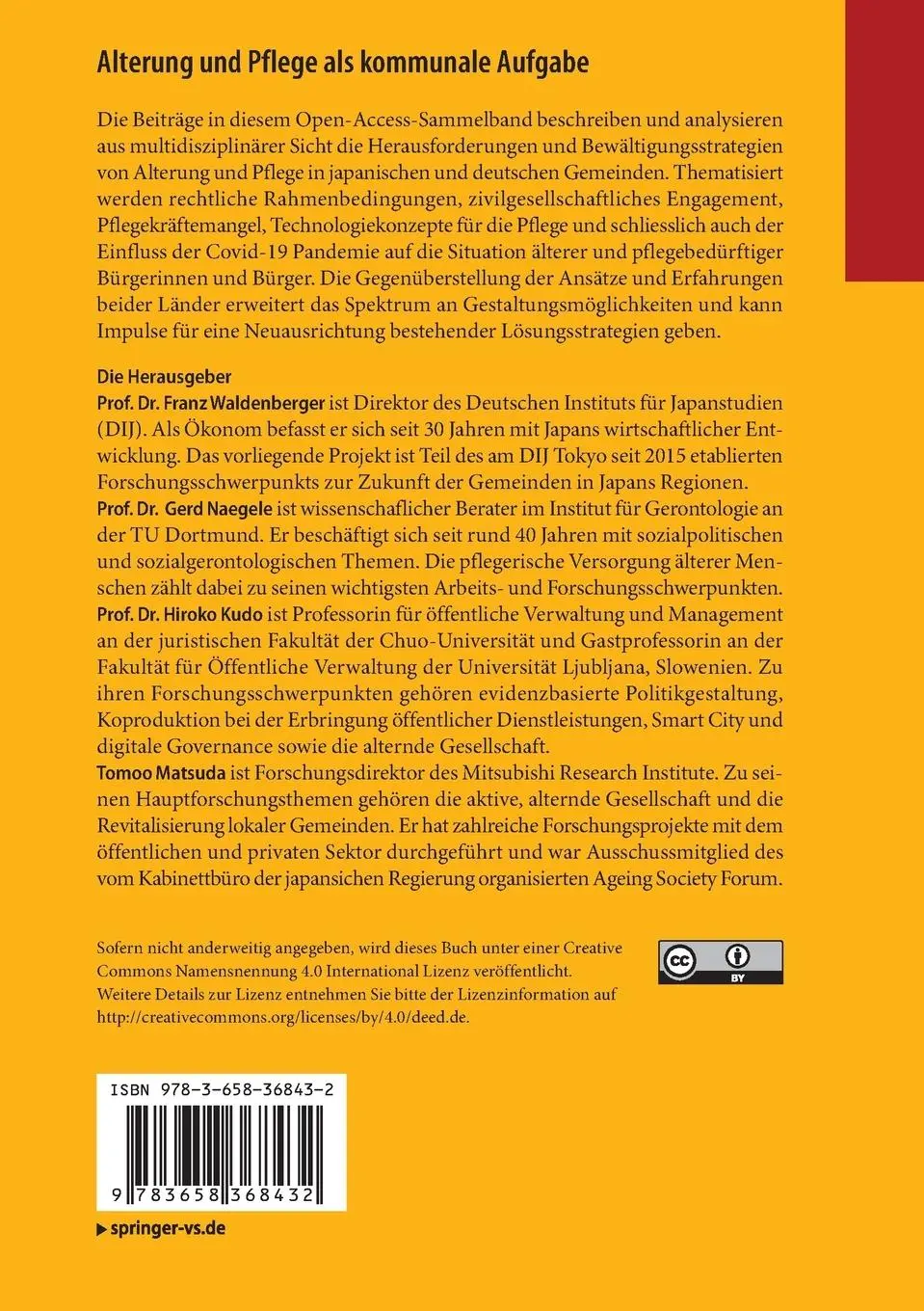 Rückseite: 9783658368432 | Alterung und Pflege als kommunale Aufgabe | Franz Waldenberger (u. a.)