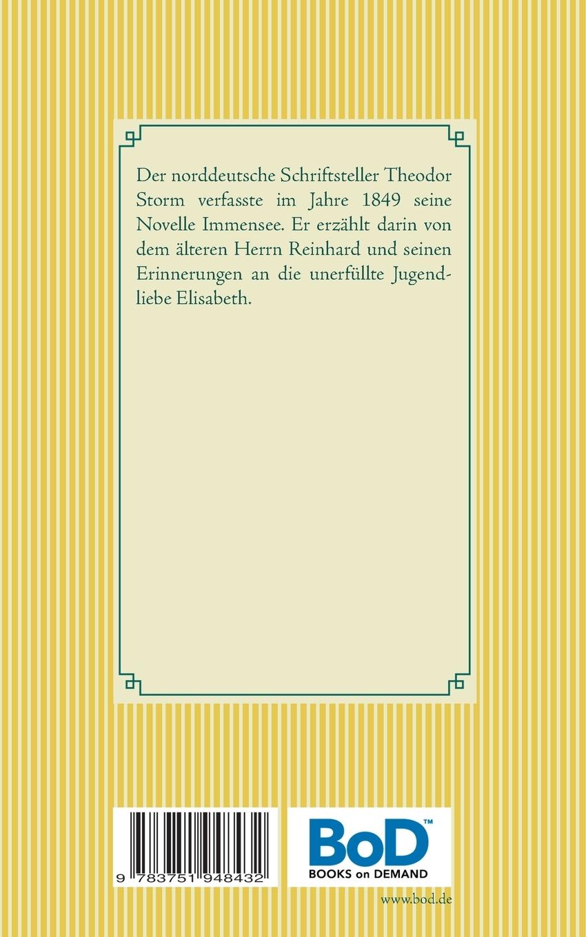 Rückseite: 9783751948432 | Immensee | Band 102 | Theodor Storm | Taschenbuch | 52 S. | Deutsch