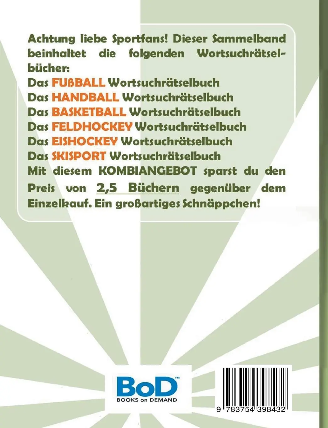 Rückseite: 9783754398432 | WORTSUCHRÄTSEL 6 in 1 SAMMELBAND FUßBALL, FELDHOCKEY, EISHOCKEY,...