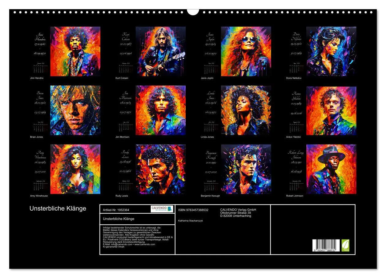 Bild: 9783457388532 | Unsterbliche Klänge (Wandkalender 2026 DIN A2 quer), CALVENDO...