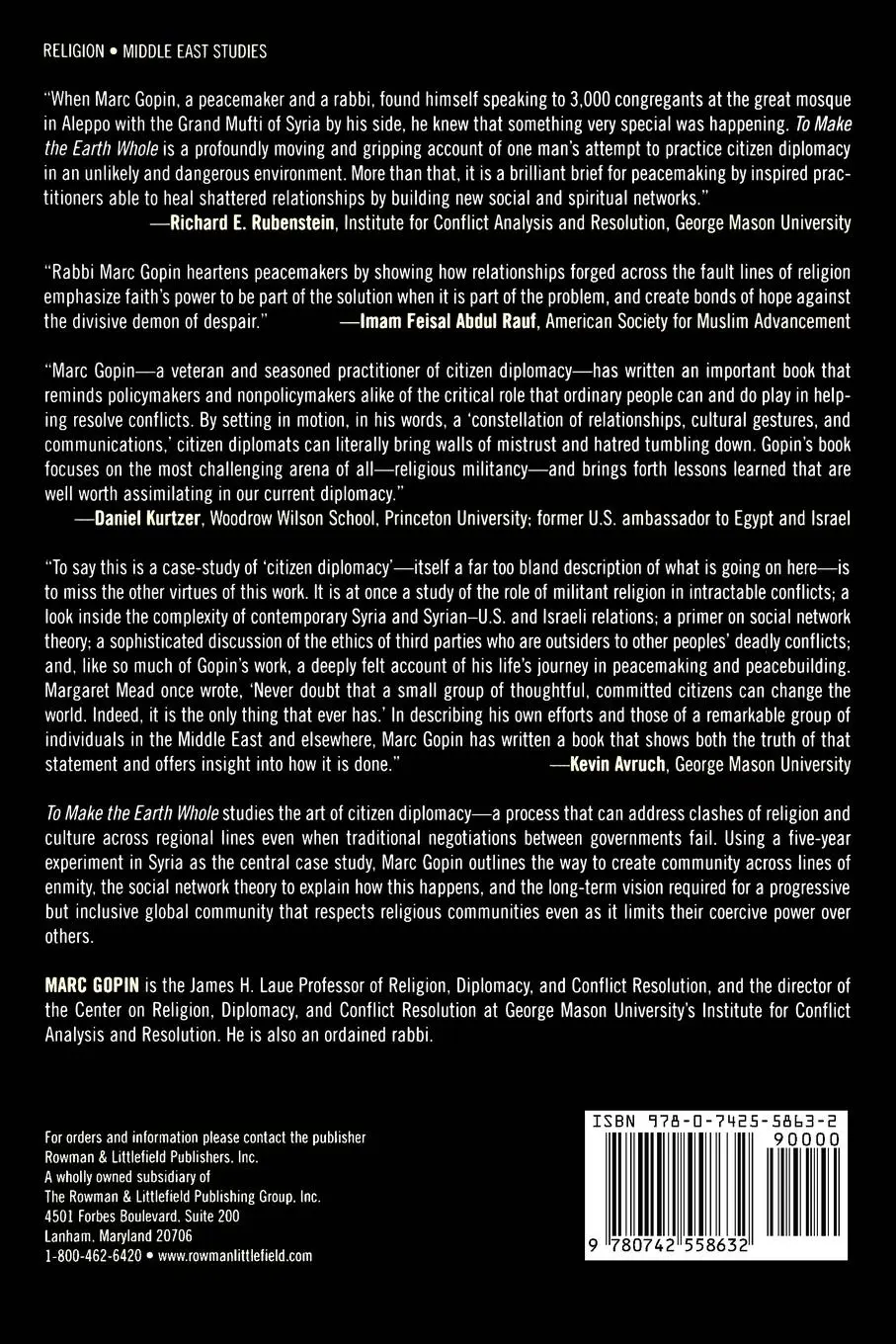 Rückseite: 9780742558632 | To Make the Earth Whole | Marc Gopin | Taschenbuch | Englisch | 2010