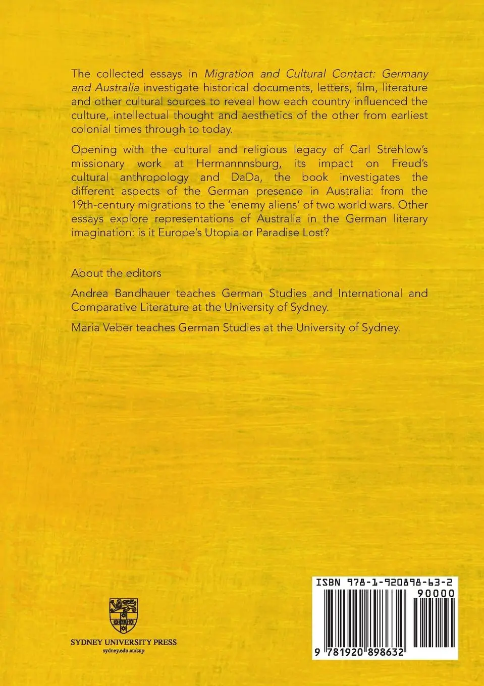 Rückseite: 9781920898632 | Migration and Cultural Contact | Germany and Australia | Taschenbuch