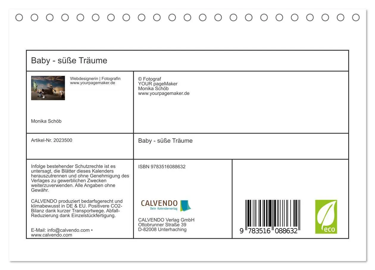 Bild: 9783516088632 | Baby - süße Träume (Tischkalender 2026 DIN A5 quer), CALVENDO...