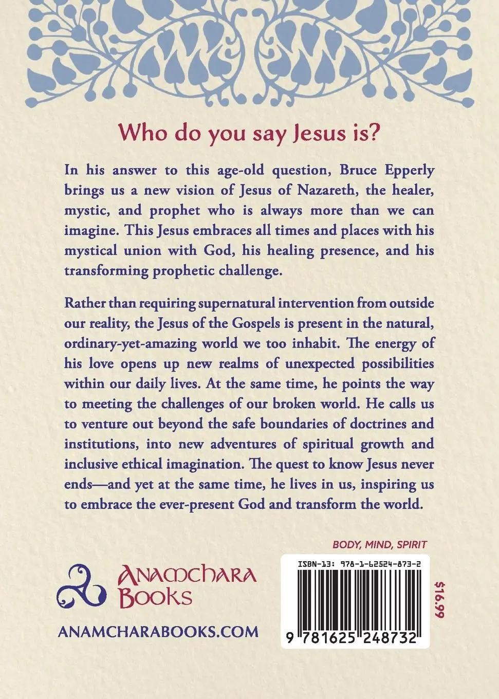 Rückseite: 9781625248732 | Jesus | Mystic, Healer, and Prophet | Bruce Epperly | Taschenbuch