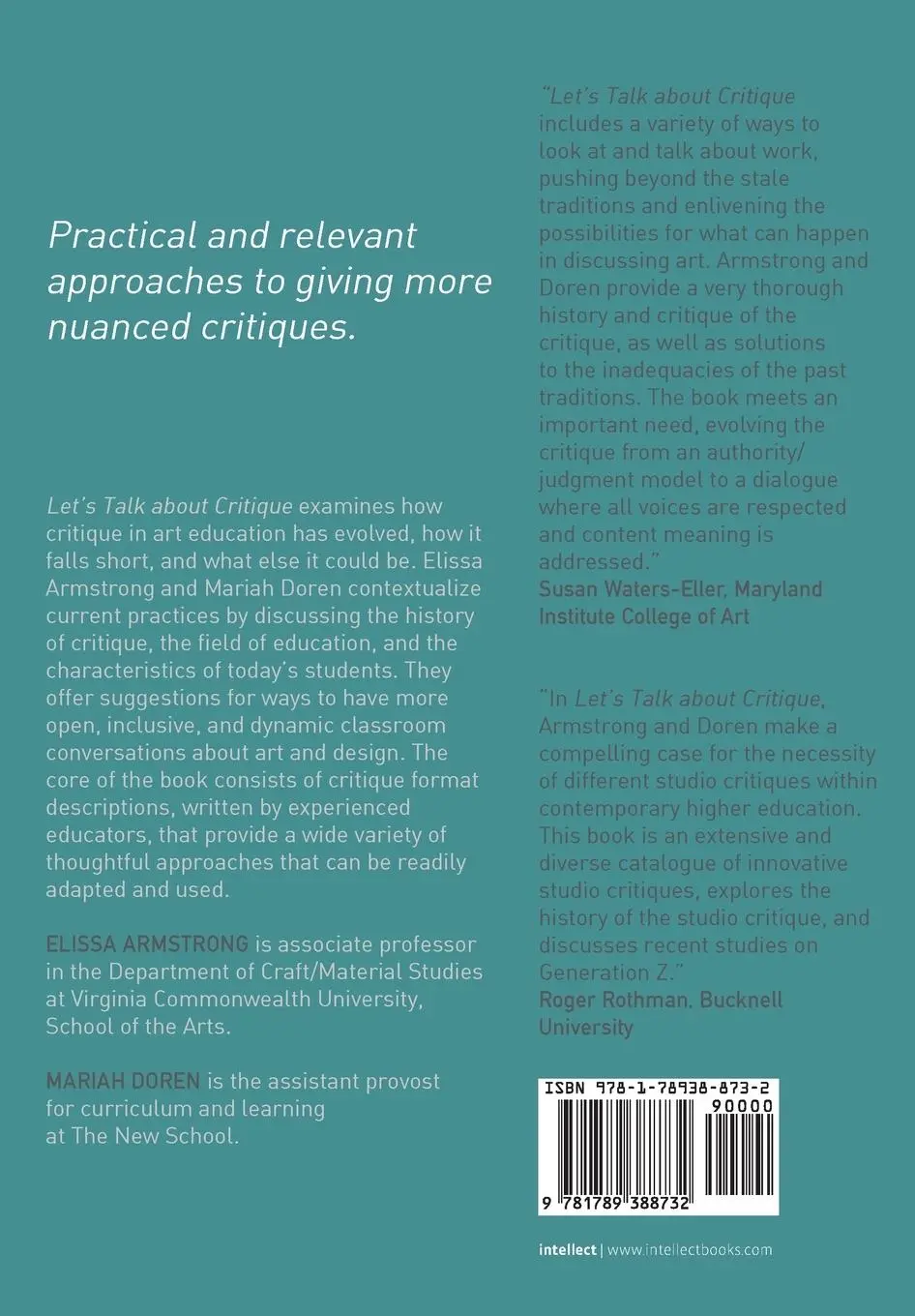 Rückseite: 9781789388732 | Let's Talk about Critique | Reimagining Art and Design Education