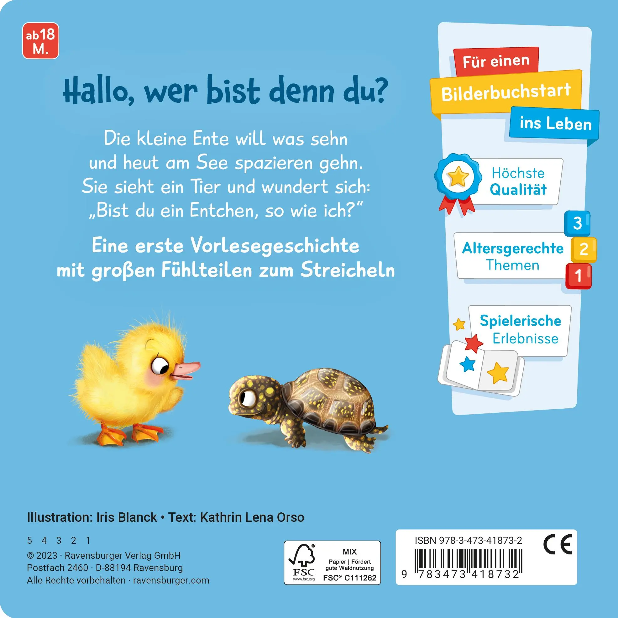 Rückseite: 9783473418732 | Mein erstes Vorlese-Fühlbuch - Bist du eine Ente? | Kathrin Lena Orso
