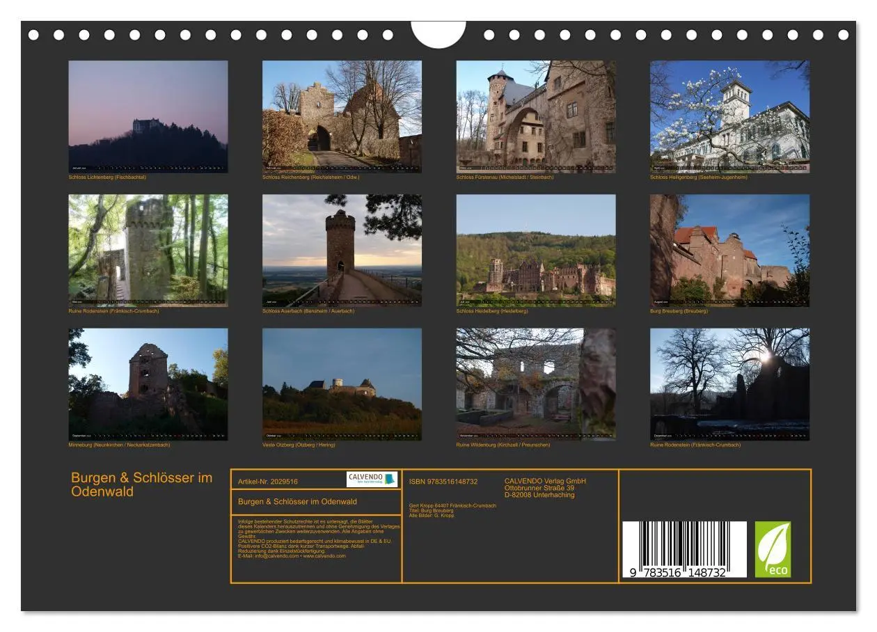 Bild: 9783516148732 | Burgen &amp; Schlösser im Odenwald (Wandkalender 2026 DIN A4 quer),...