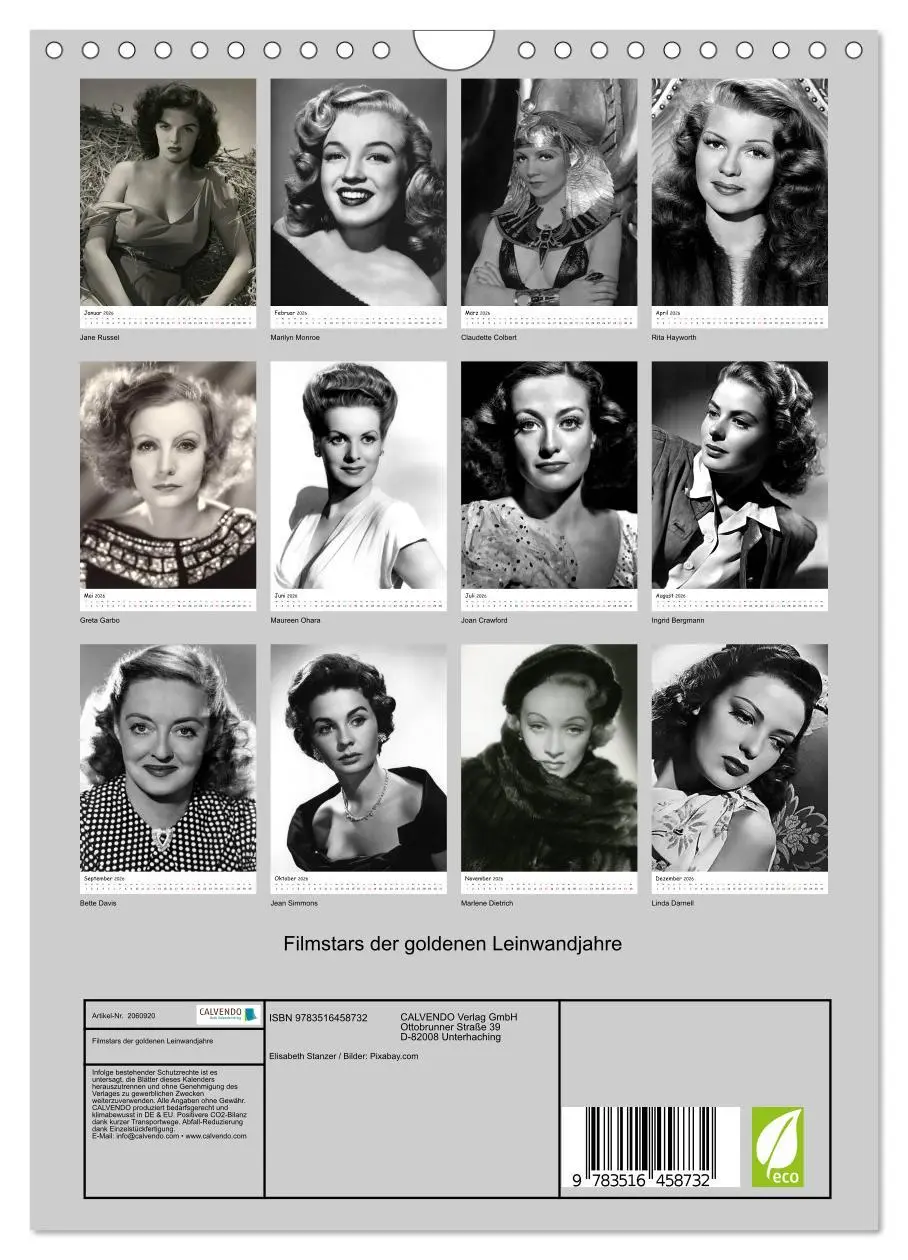 Bild: 9783516458732 | Filmstars der goldenen Leinwandjahre (Wandkalender 2026 DIN A4...