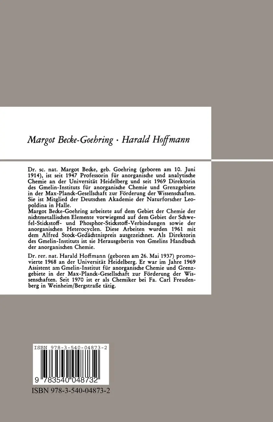 Rückseite: 9783540048732 | Komplexchemie | Margot Becke-Goehring (u. a.) | Taschenbuch | vi