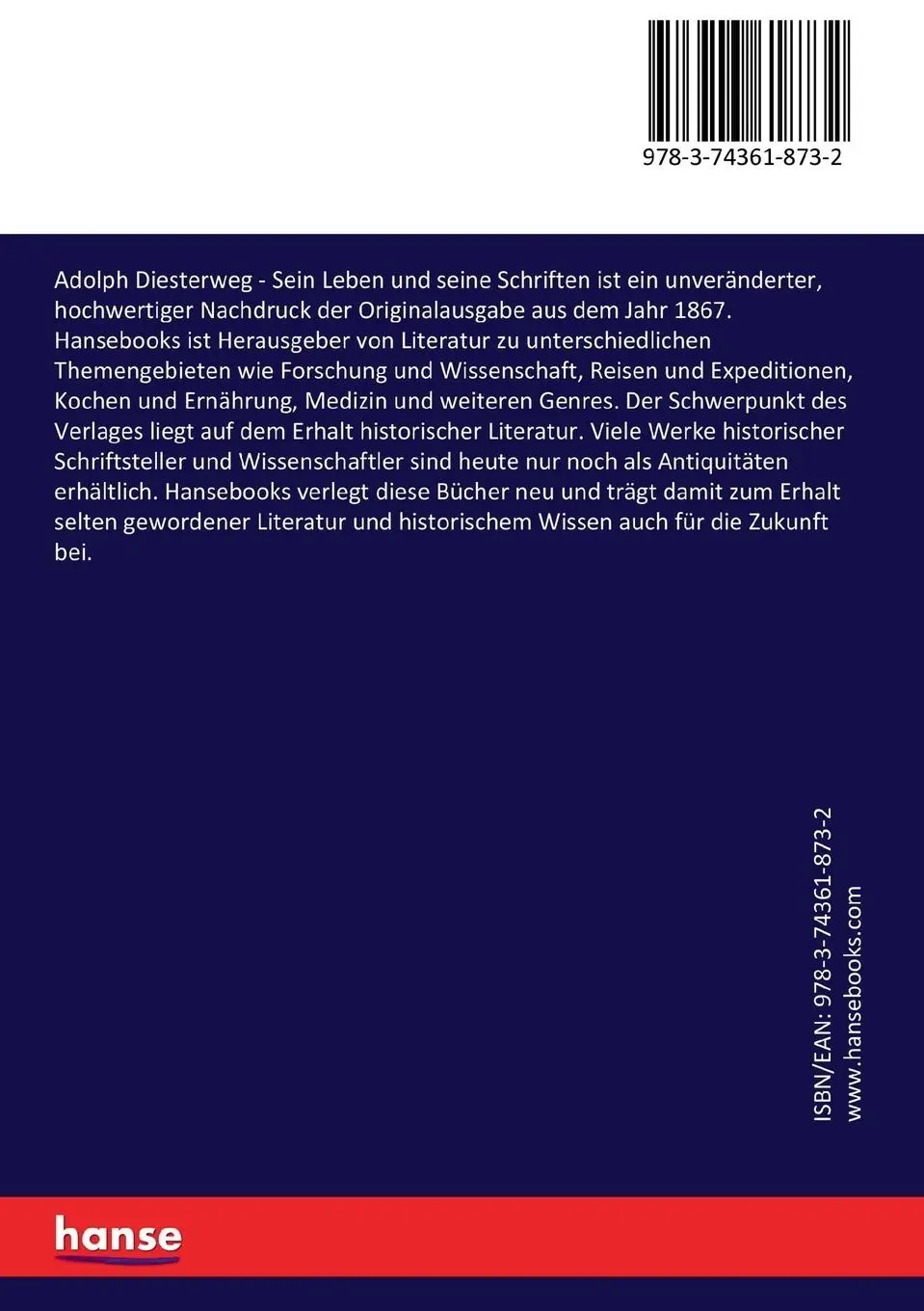 Rückseite: 9783743618732 | Adolph Diesterweg | Sein Leben und seine Schriften | Eduard Langenberg