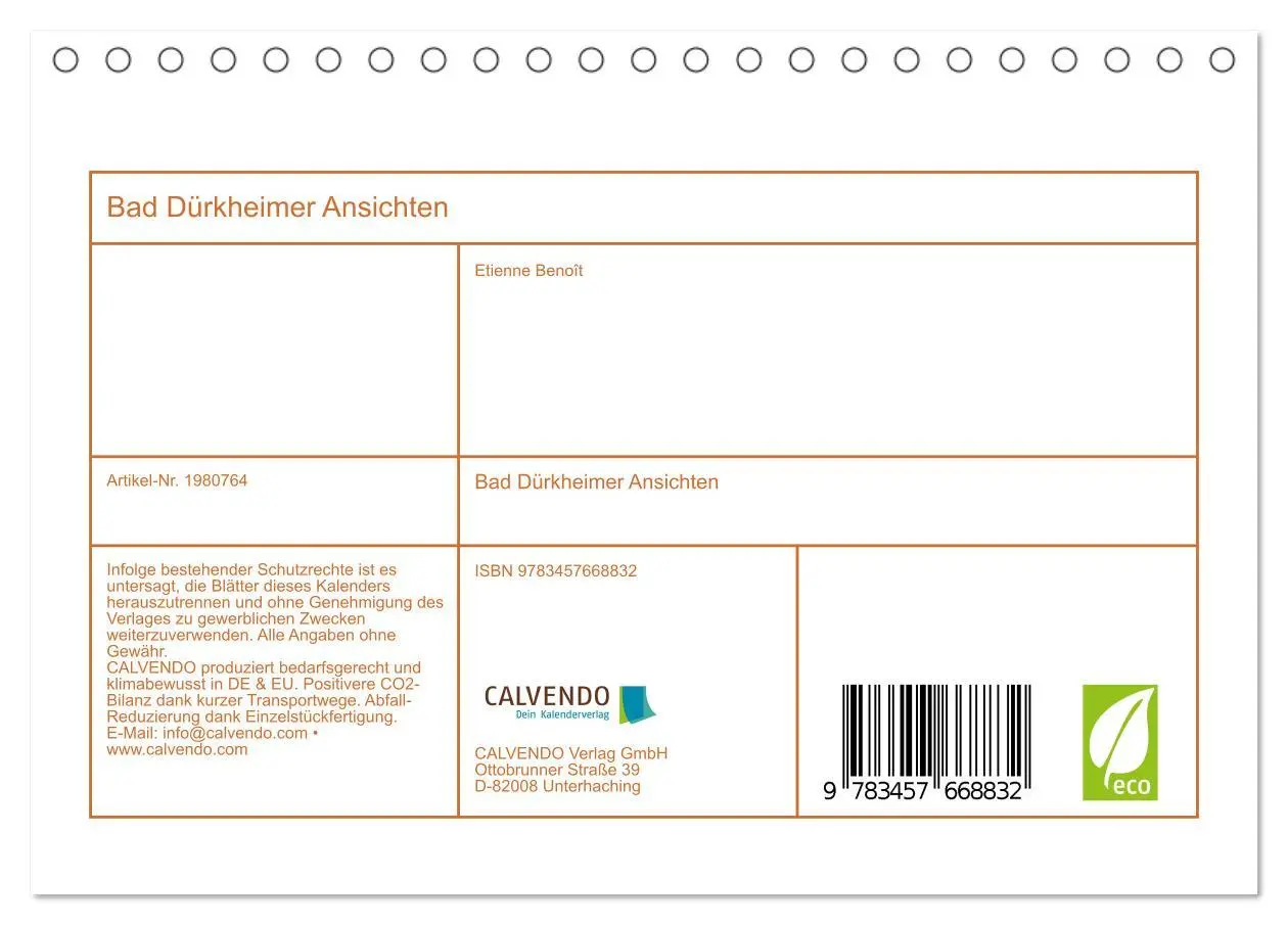 Bild: 9783457668832 | Bad Dürkheimer Ansichten (Tischkalender 2026 DIN A5 quer), CALVENDO...