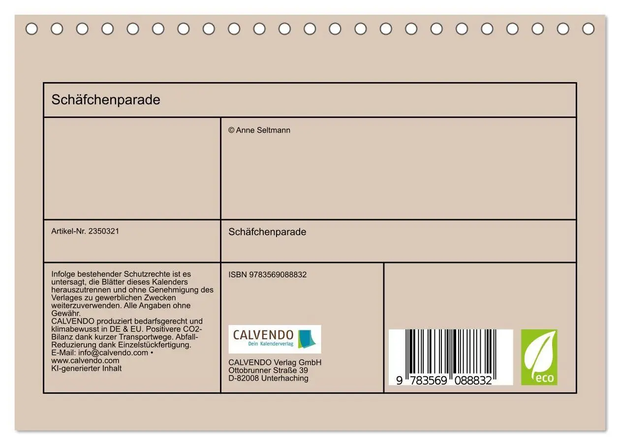 Bild: 9783569088832 | Schäfchenparade (Tischkalender 2027 DIN A5 quer), CALVENDO...
