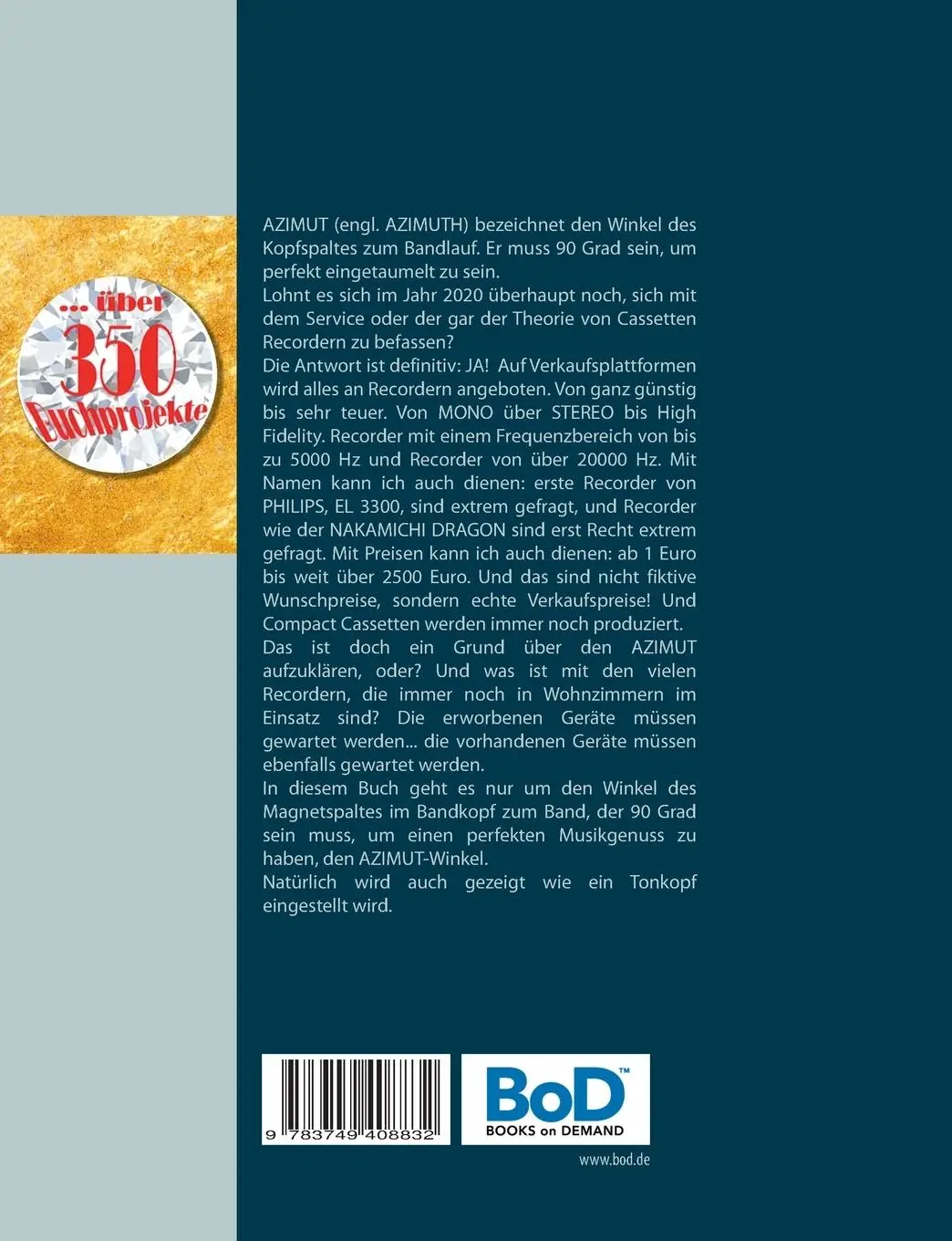 Rückseite: 9783749408832 | AZIMUT - AZIMUTH - bei Compact Cassetten Recordern | Uwe H. Sültz