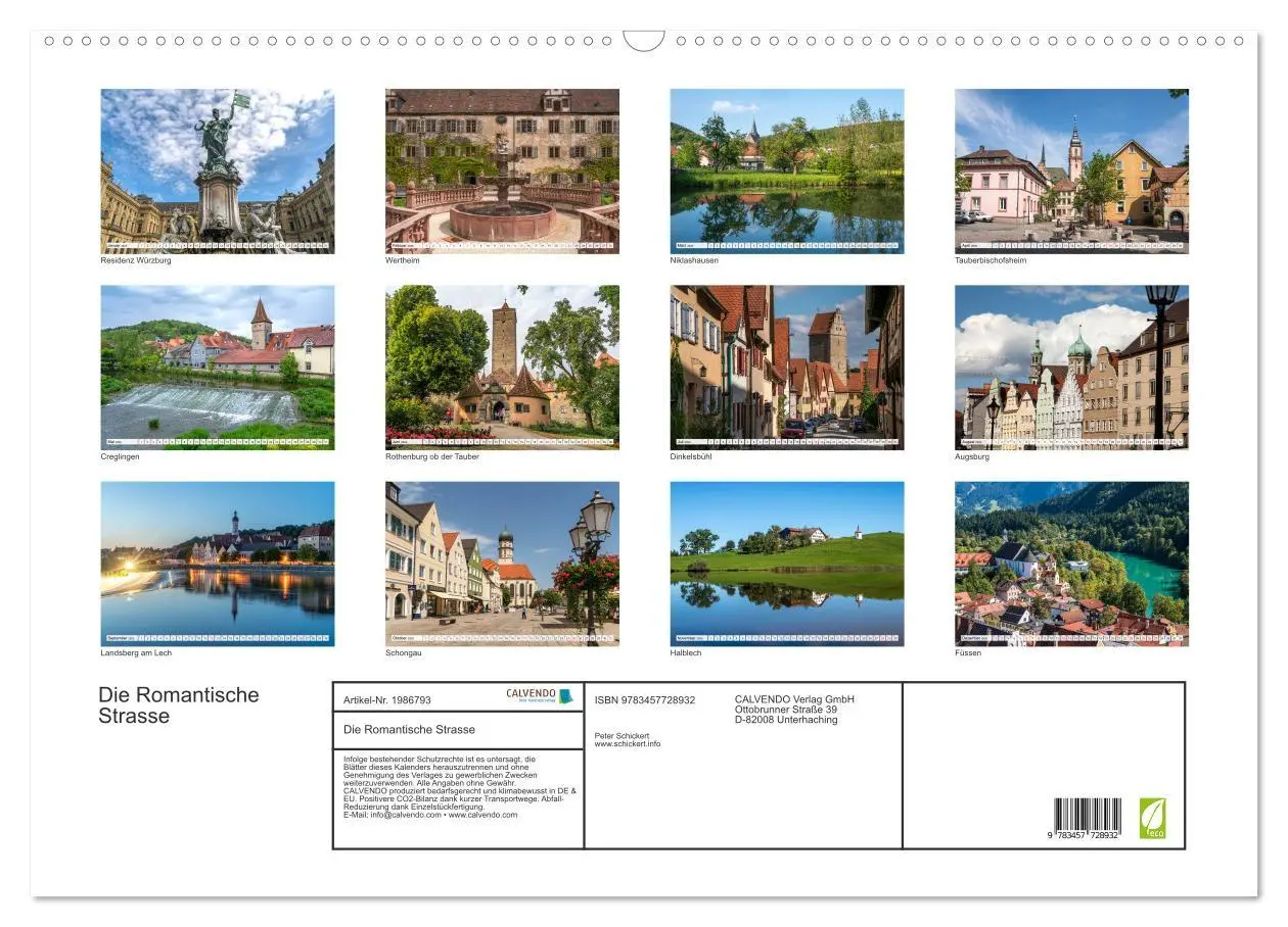 Bild: 9783457728932 | Die Romantische Strasse (Wandkalender 2026 DIN A2 quer), CALVENDO...