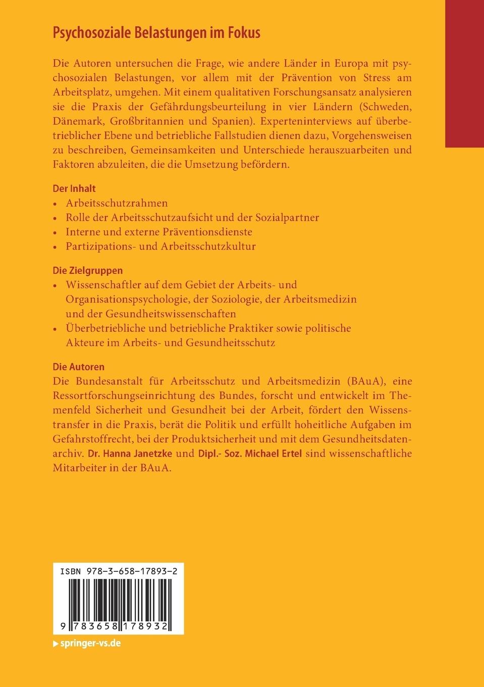 Rückseite: 9783658178932 | Psychosoziale Belastungen im Fokus | Arbeitsmedizi (u. a.) | Buch | ix