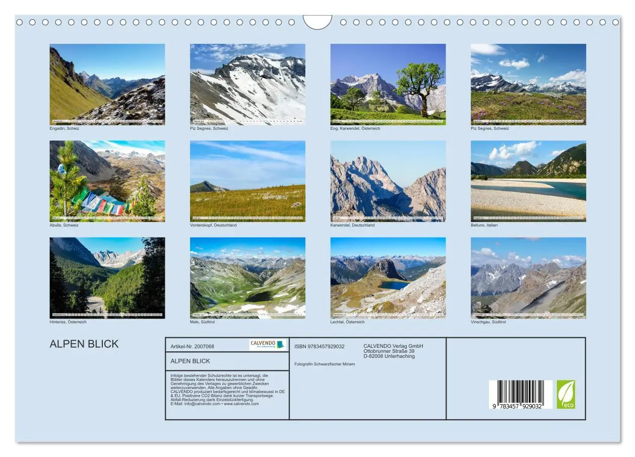 Bild: 9783457929032 | ALPEN BLICK (Wandkalender 2026 DIN A3 quer), CALVENDO Monatskalender
