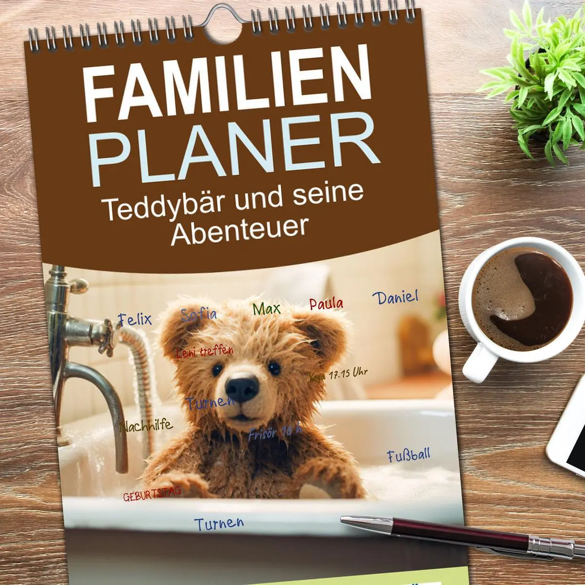 Bild: 9783516499032 | Familienplaner 2026 - Teddybär und seine Abenteuer mit 5 Spalten...