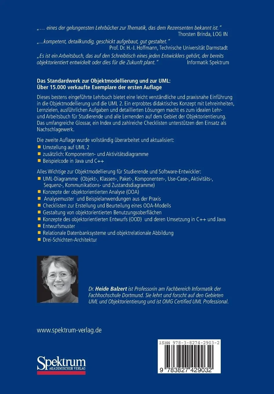 Rückseite: 9783827429032 | Lehrbuch der Objektmodellierung | Analyse und Entwurf mit der UML 2