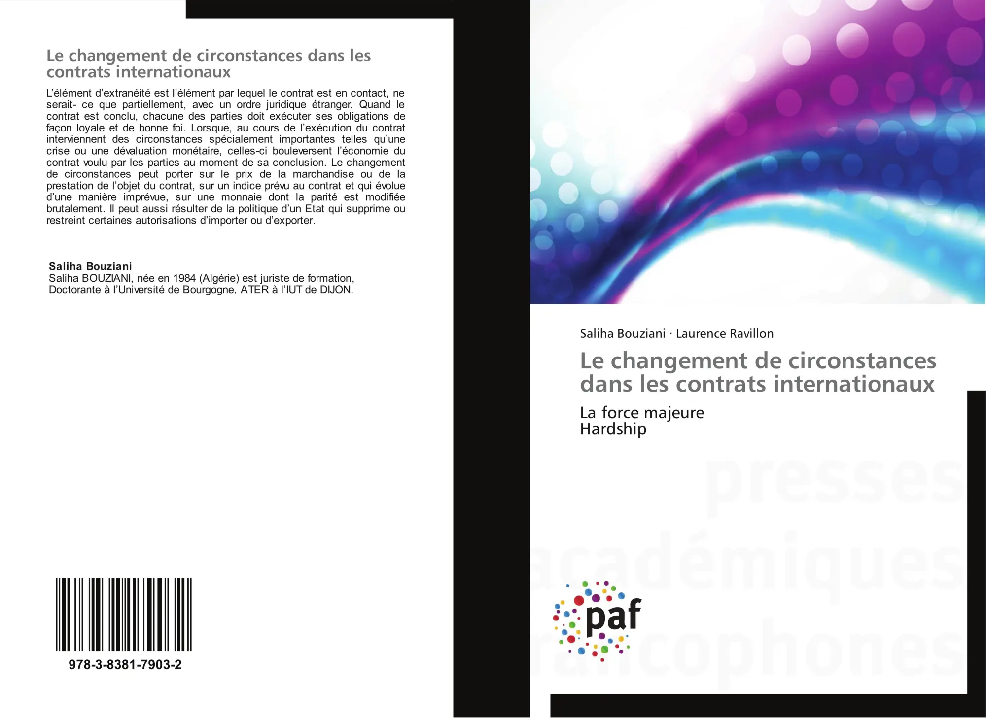 Cover: 9783838179032 | Le changement de circonstances dans les contrats internationaux | Buch