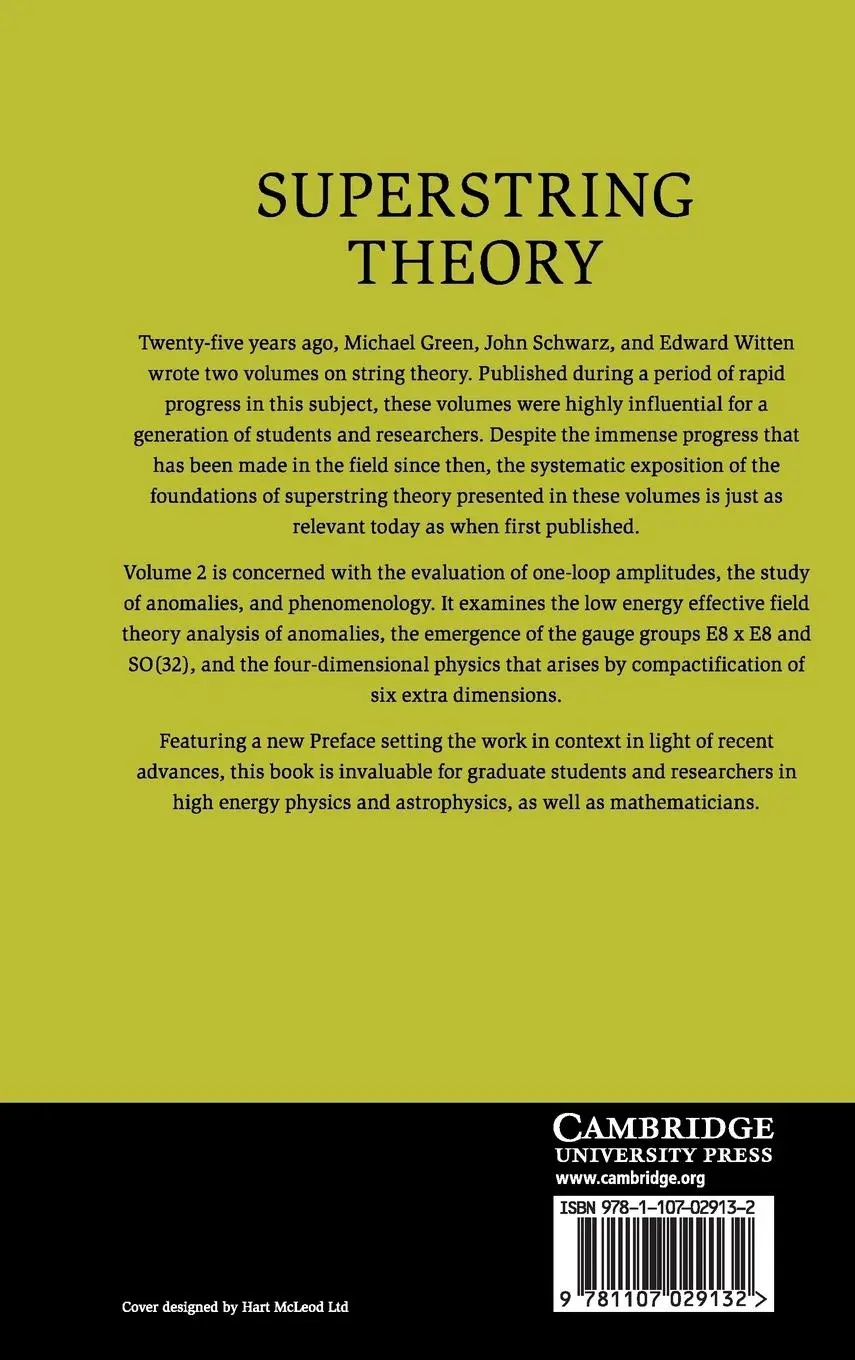 Rückseite: 9781107029132 | Superstring Theory | Michael B. Green (u. a.) | Buch | Gebunden | 2015