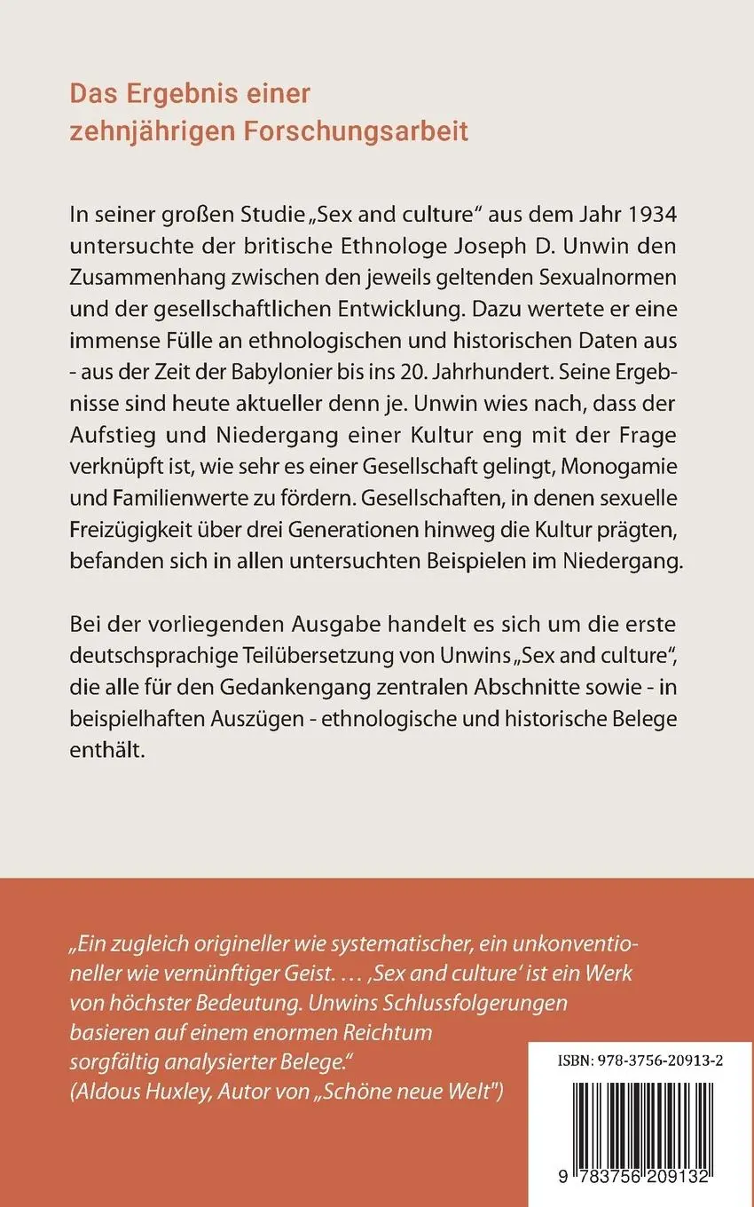 Rückseite: 9783756209132 | Sexualität und Gesellschaft | Joseph D. Unwin | Taschenbuch | 200 S.