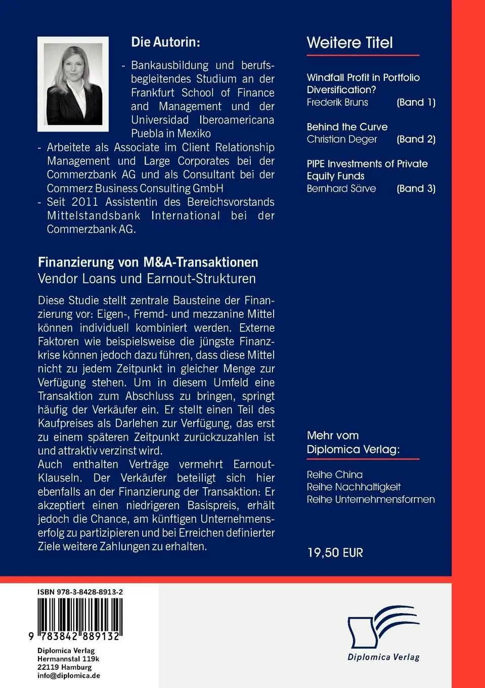Rückseite: 9783842889132 | Finanzierung von M&amp;A-Transaktionen: Vendor Loans und...