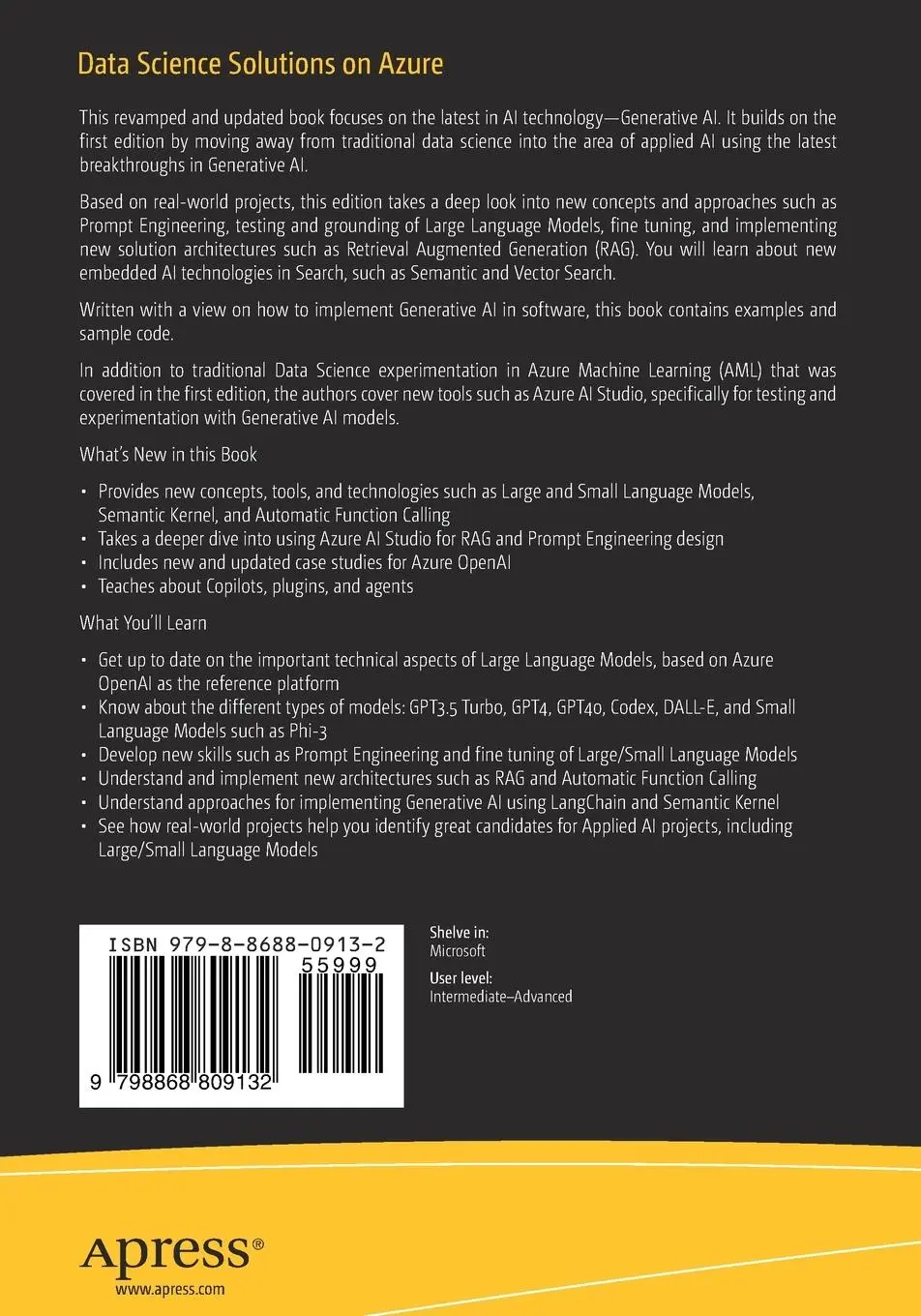 Rückseite: 9798868809132 | Data Science Solutions on Azure | Julian Soh (u. a.) | Taschenbuch