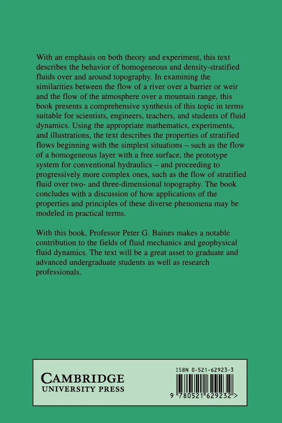 Rückseite: 9780521629232 | Topographic Effects in Stratified Flows | Peter G. Baines (u. a.)