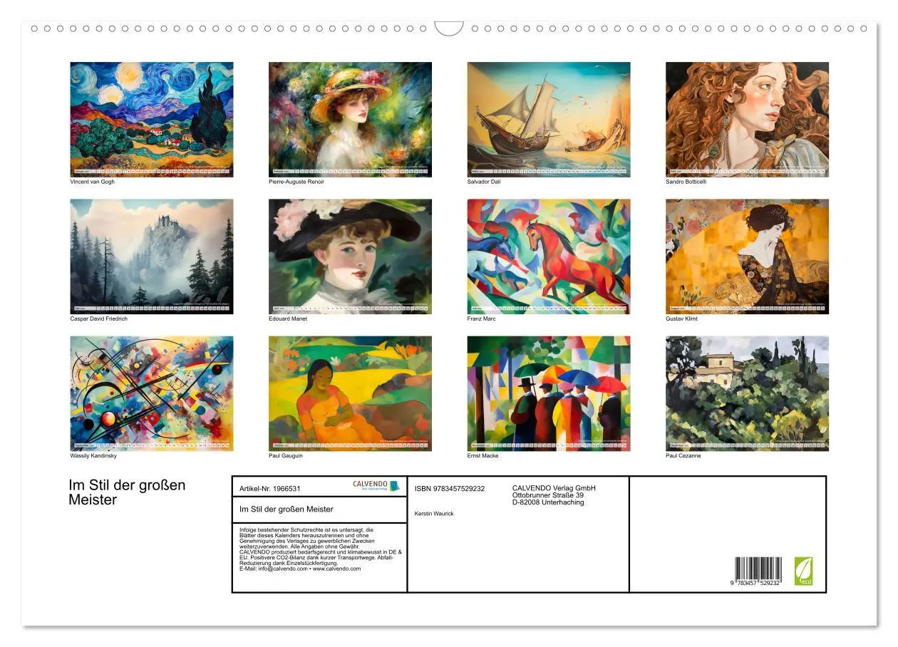 Bild: 9783457529232 | Im Stil der großen Meister (Wandkalender 2026 DIN A2 quer),...
