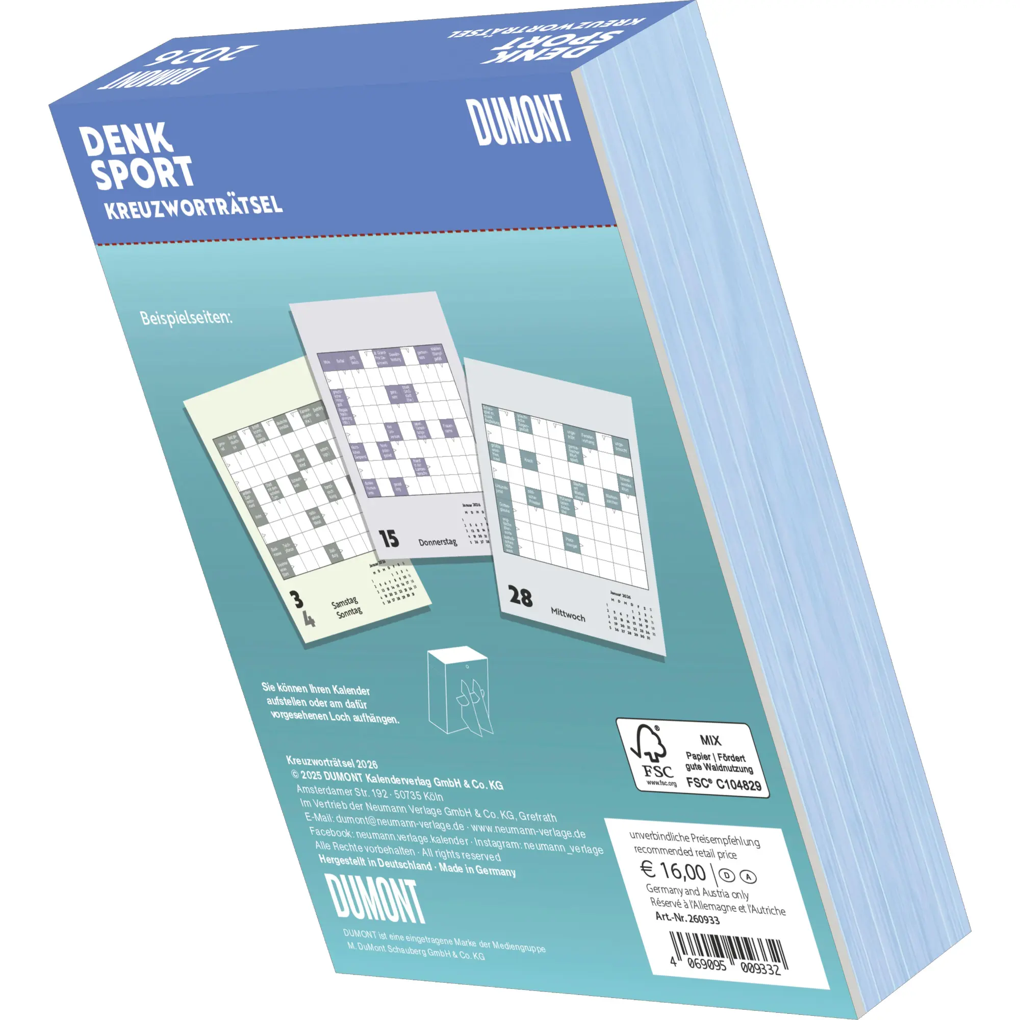 Bild: 4069095009332 | DUMONT - Kreuzworträtsel 2026 Tagesabreißkalender, 11,8x15,9cm,...