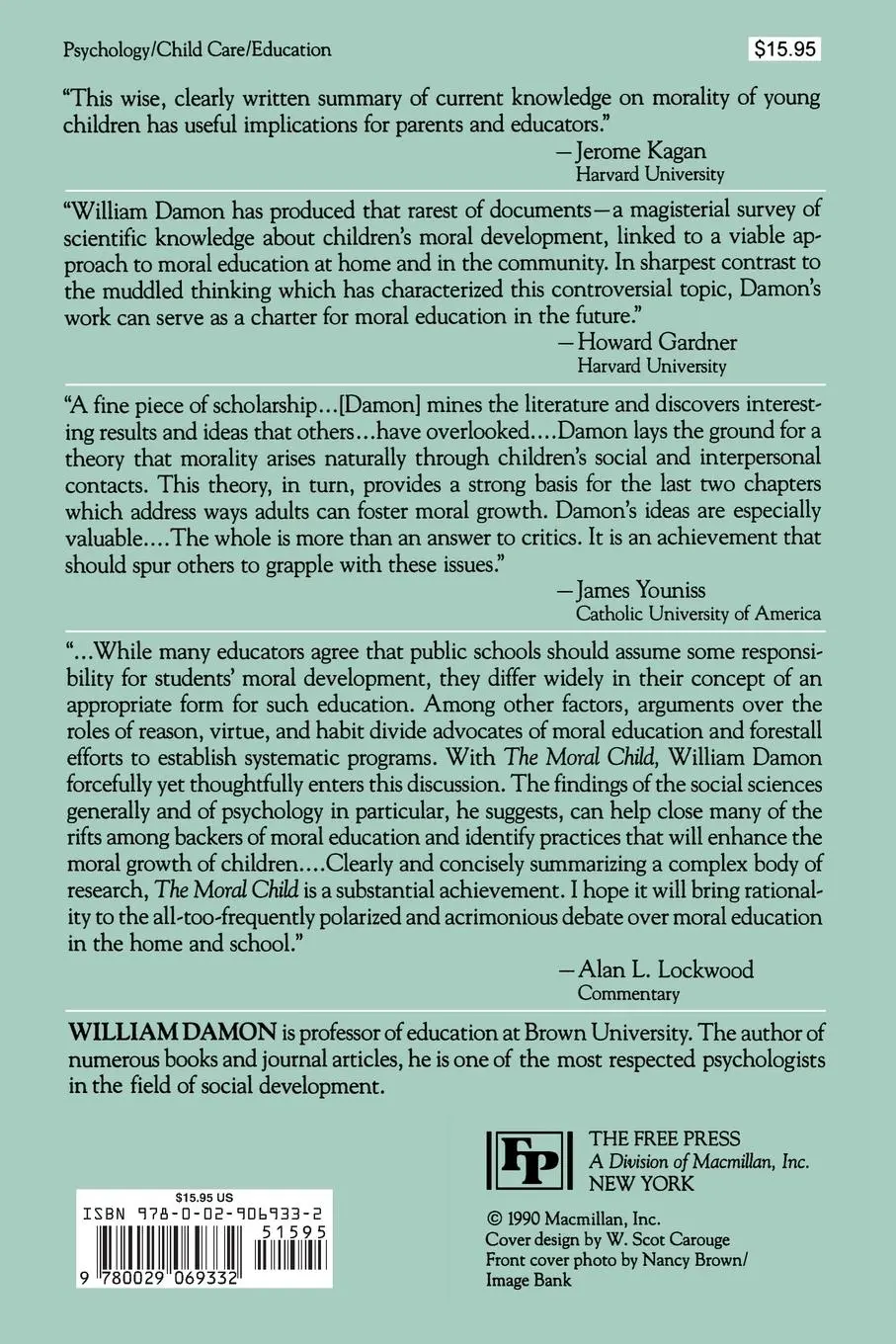 Rückseite: 9780029069332 | Moral Child | Nurturing Children's Natural Moral Growth | Damon | Buch