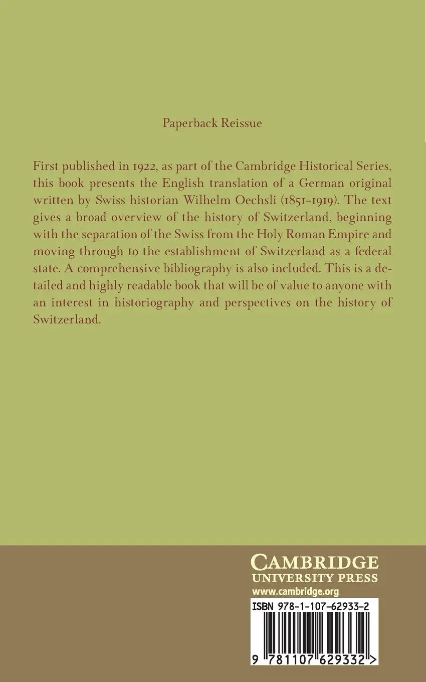 Rückseite: 9781107629332 | History of Switzerland 1499 1914 | Wilhelm Oechsli | Taschenbuch