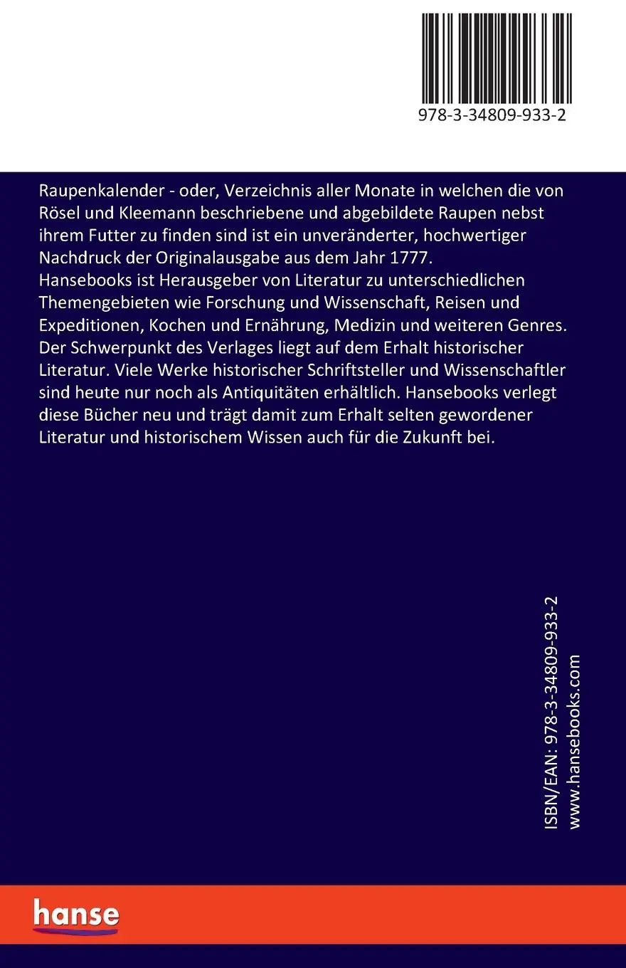 Rückseite: 9783348099332 | Raupenkalender | Johann Mader | Taschenbuch | 124 S. | Deutsch | 2023