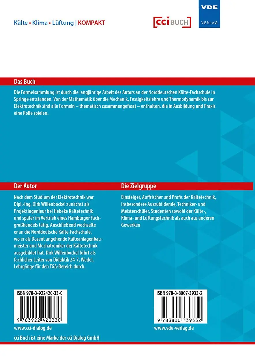 Rückseite: 9783800739332 | Kleine Formelsammlung Kältetechnik | Dirk Willenbockel | Taschenbuch