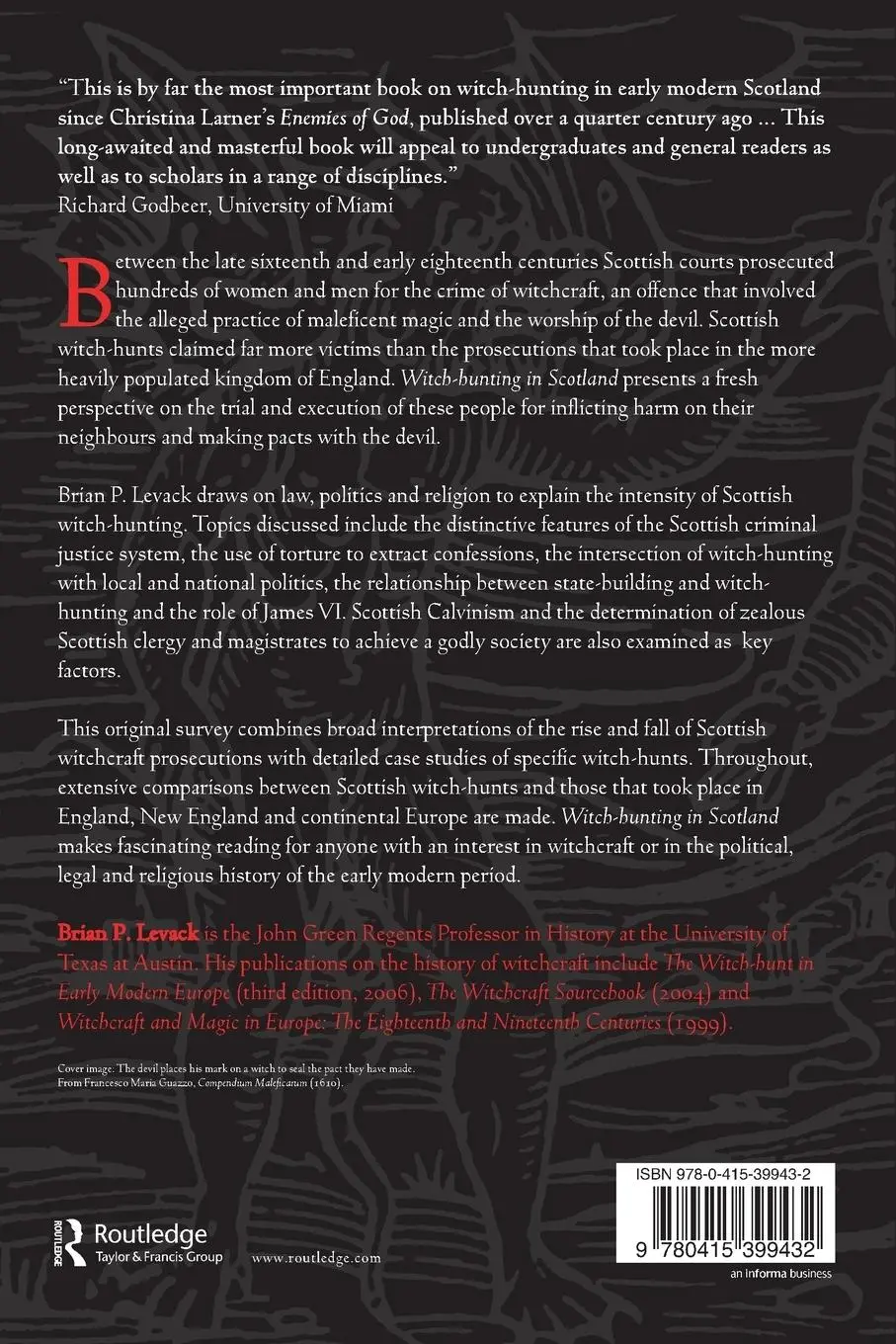 Rückseite: 9780415399432 | Witch-Hunting in Scotland | Law, Politics and Religion | Levack | Buch