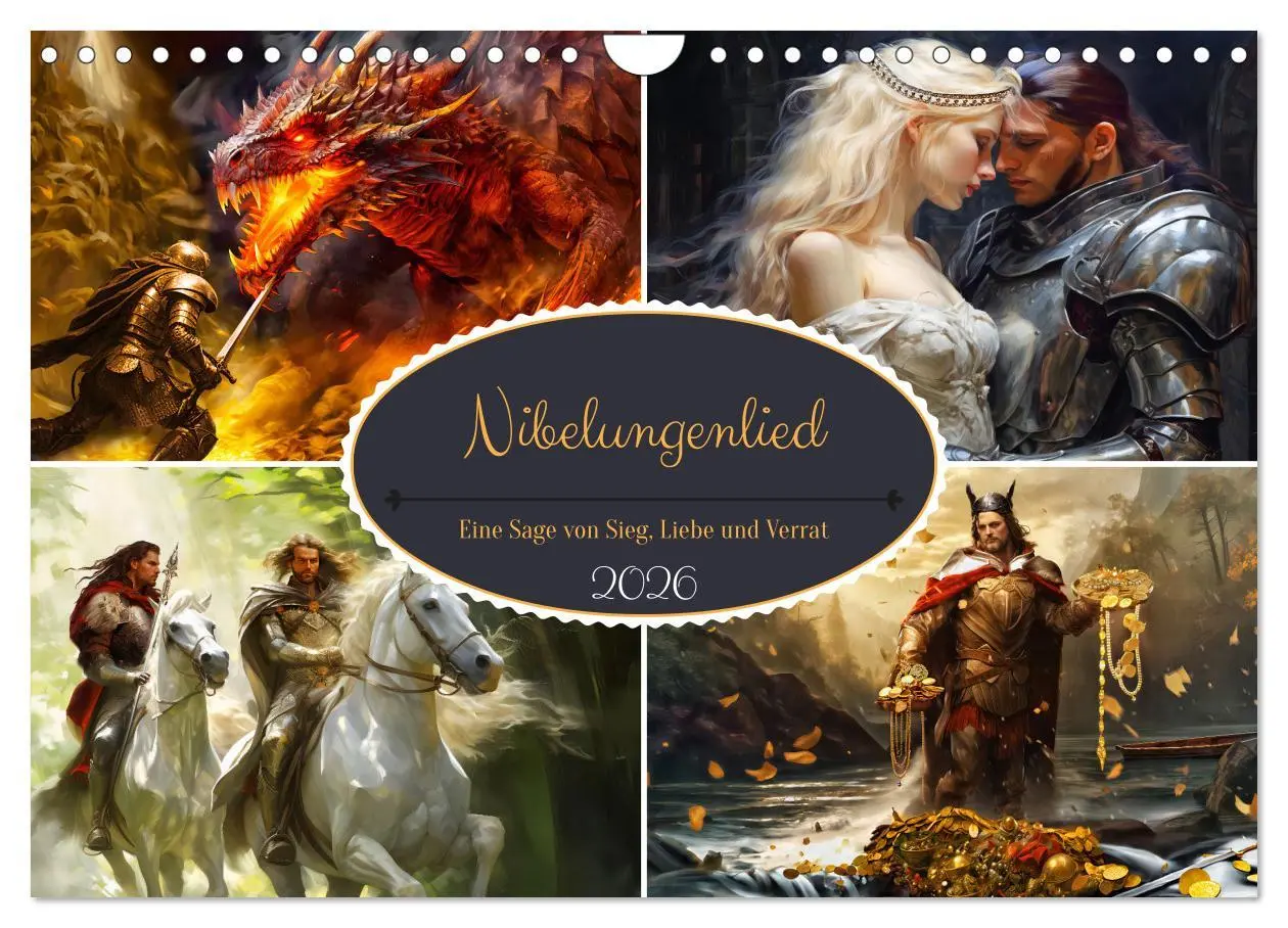 Cover: 9783457369432 | Nibelungenlied - Eine Sage von Sieg, Liebe und Verrat (Wandkalender...