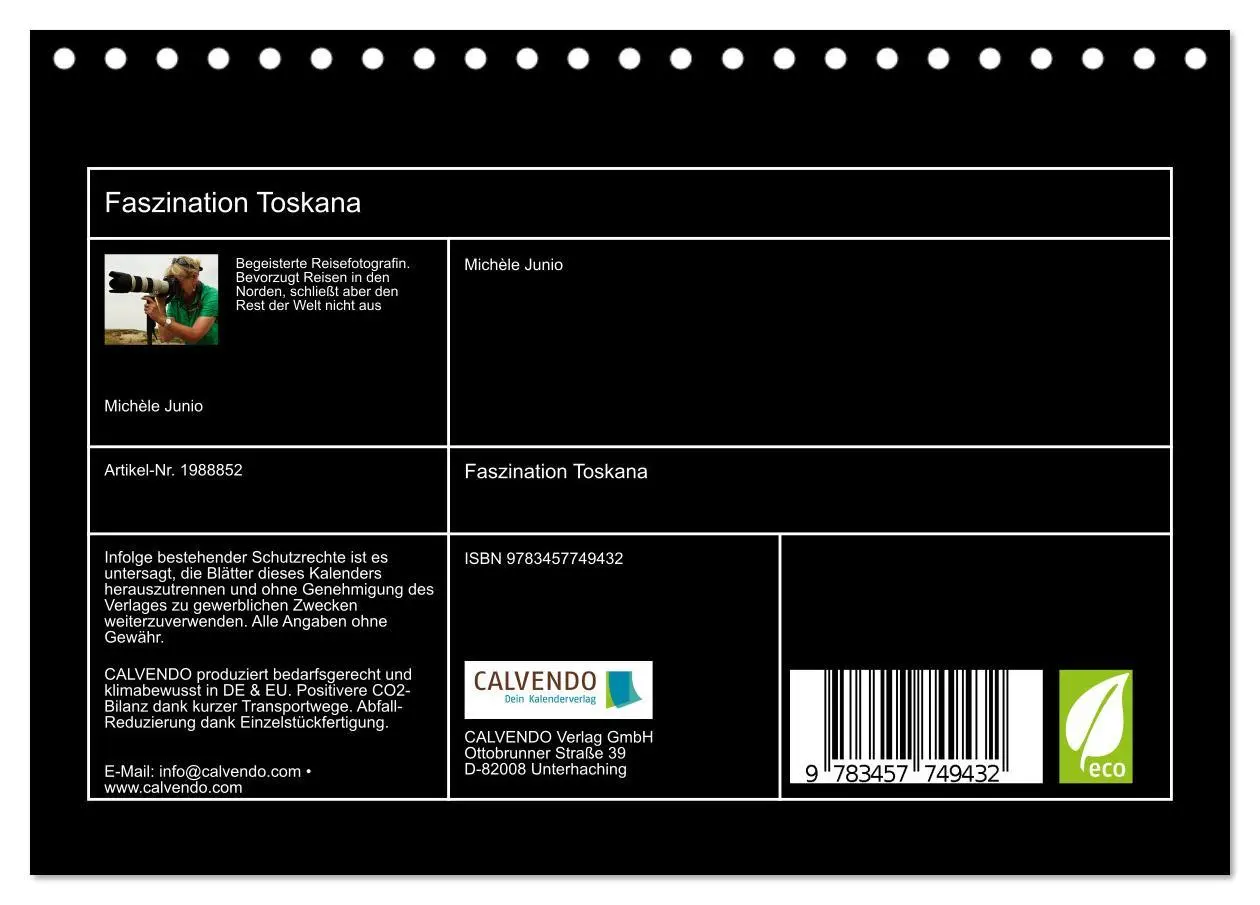 Bild: 9783457749432 | Faszination Toskana (Tischkalender 2026 DIN A5 quer), CALVENDO...